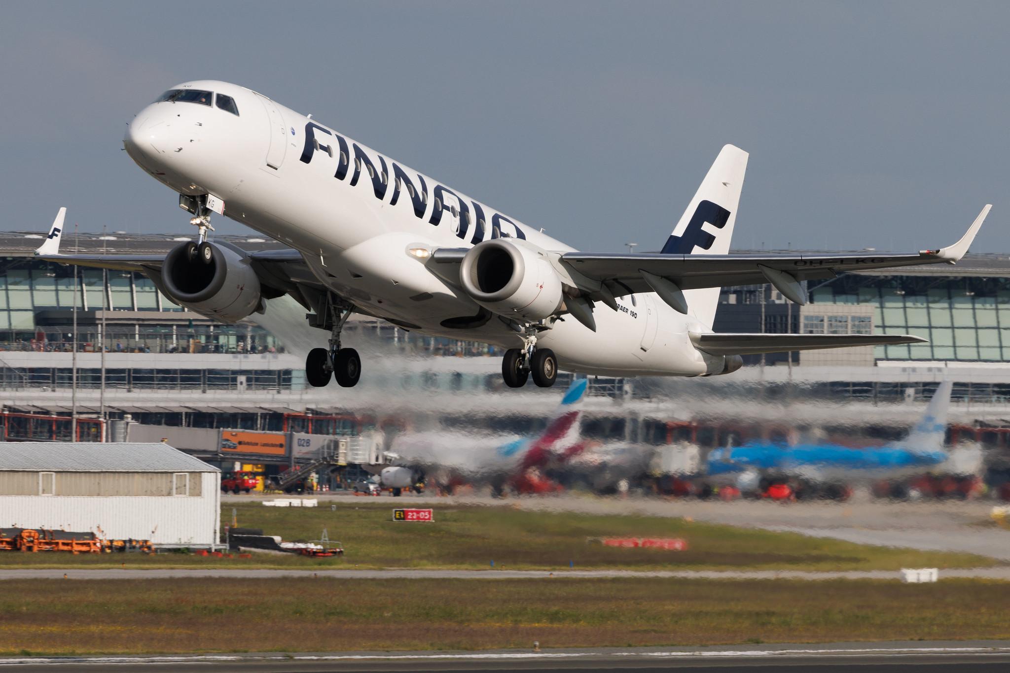 Hamburg Airport: Finnair (AY / FIN) | Operator: NORRA | Embraer E190LR E190 | OH-LKG | MSN 19000079