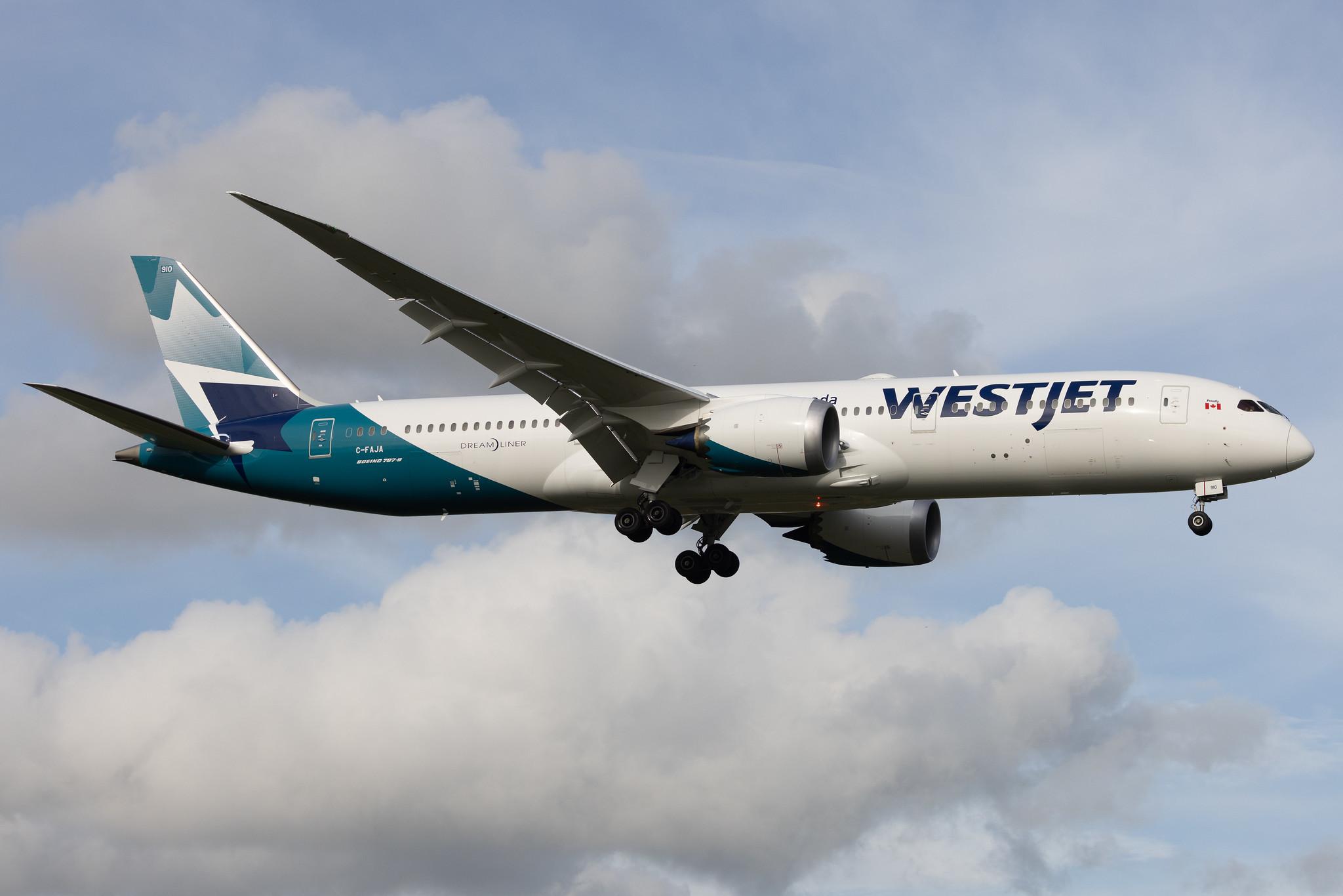 London Heathrow: WestJet (WS / WJA) | Boeing 787-9 Dreamliner B789 | C-FAJA | MSN 64982