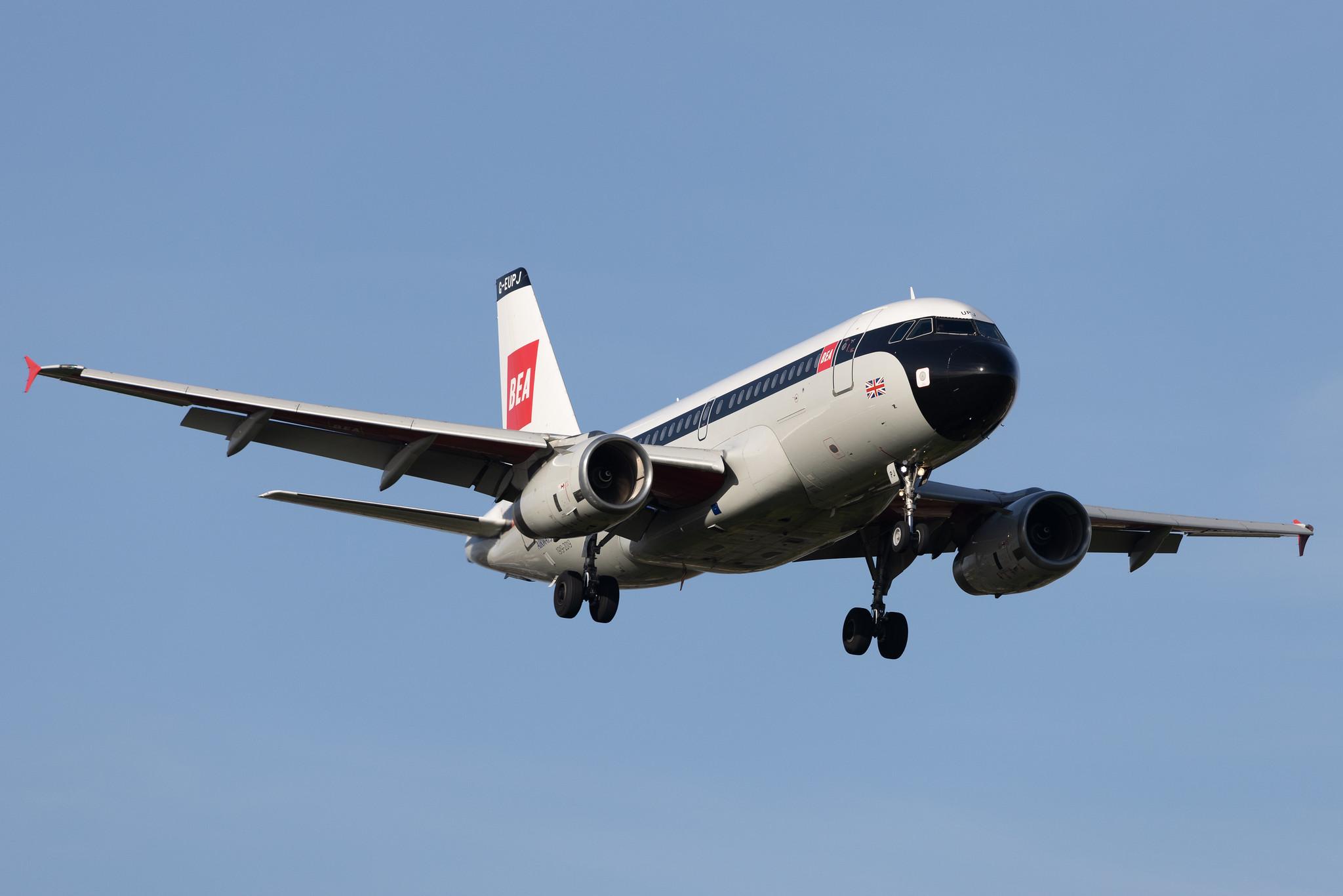 London Heathrow: British Airways (BA / BAW) | Livery: BEA Retro Livery | Airbus A319-131 A319 | G-EUPJ | MSN 1232