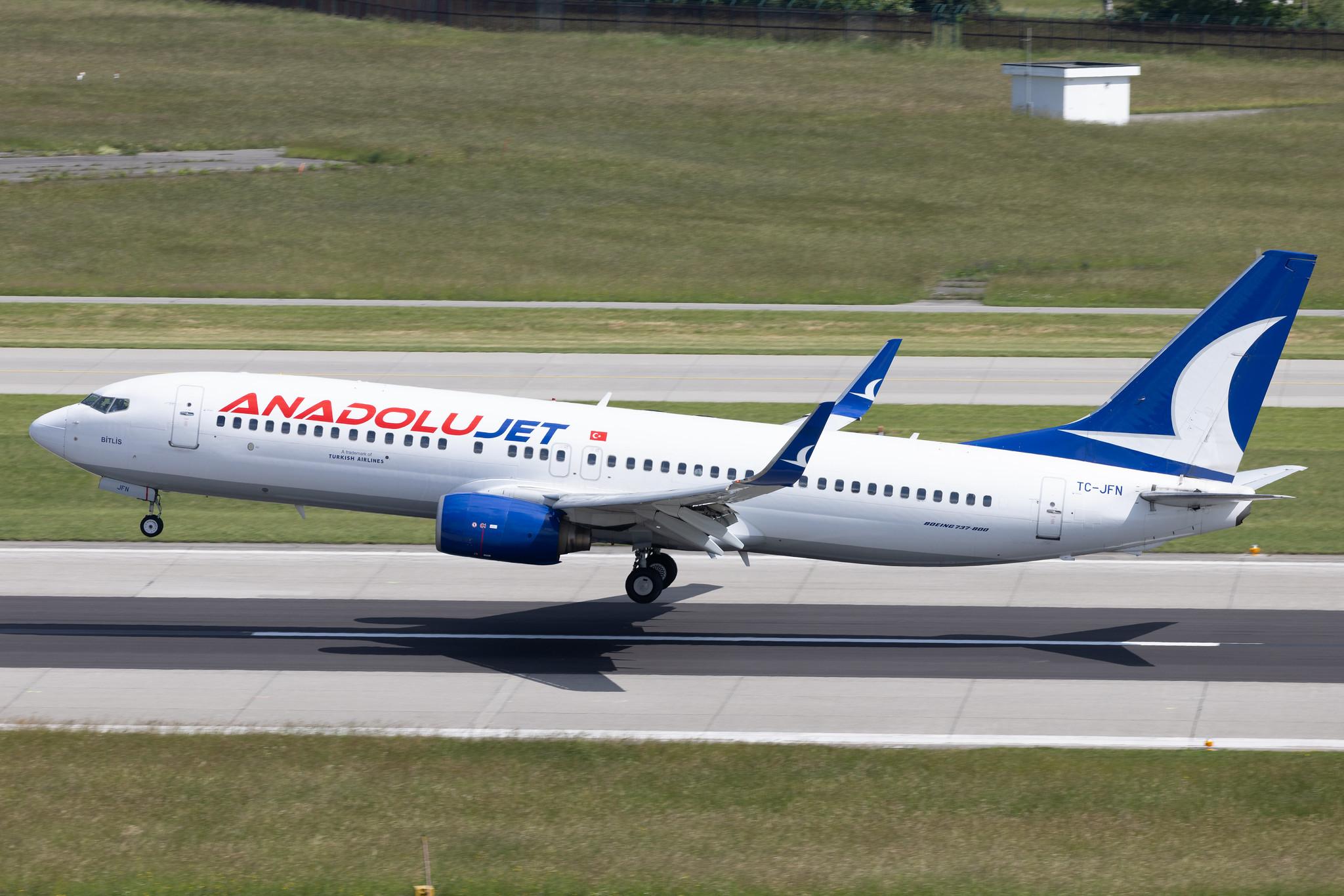 Flughafen Zürich: AnadoluJet (TK / THY) | Operator: Turkish Airlines | Boeing 737-8F2 B738 | TC-JFN | MSN 29776