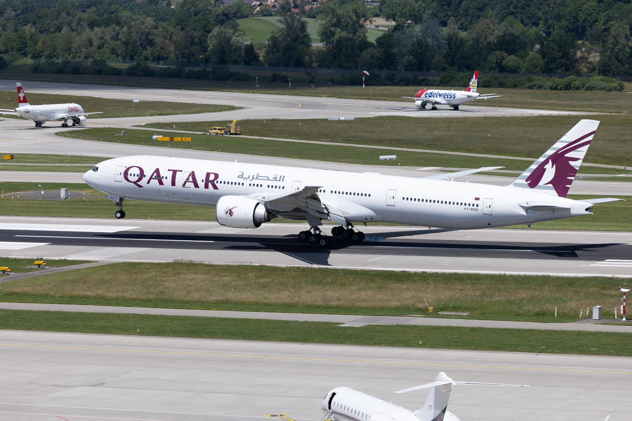 Flughafen Zürich: Qatar Airways (QR / QTR) | Boeing 777-367(ER) B77W | A7-BOD | MSN 36165