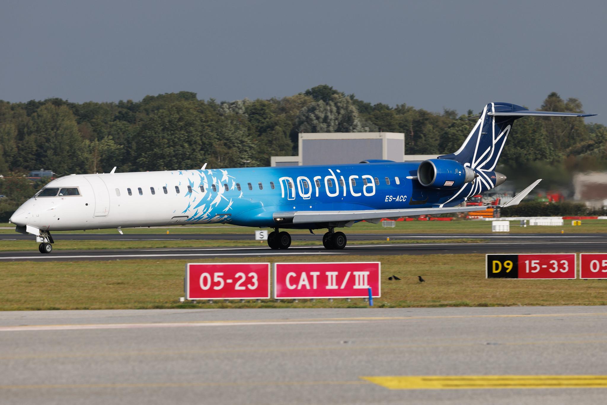 Hamburg Airport: Nordica (ND / NDA) | Operator: Xfly | Mitsubishi CRJ-900ER CRJ9 | ES-ACC | MSN 15262