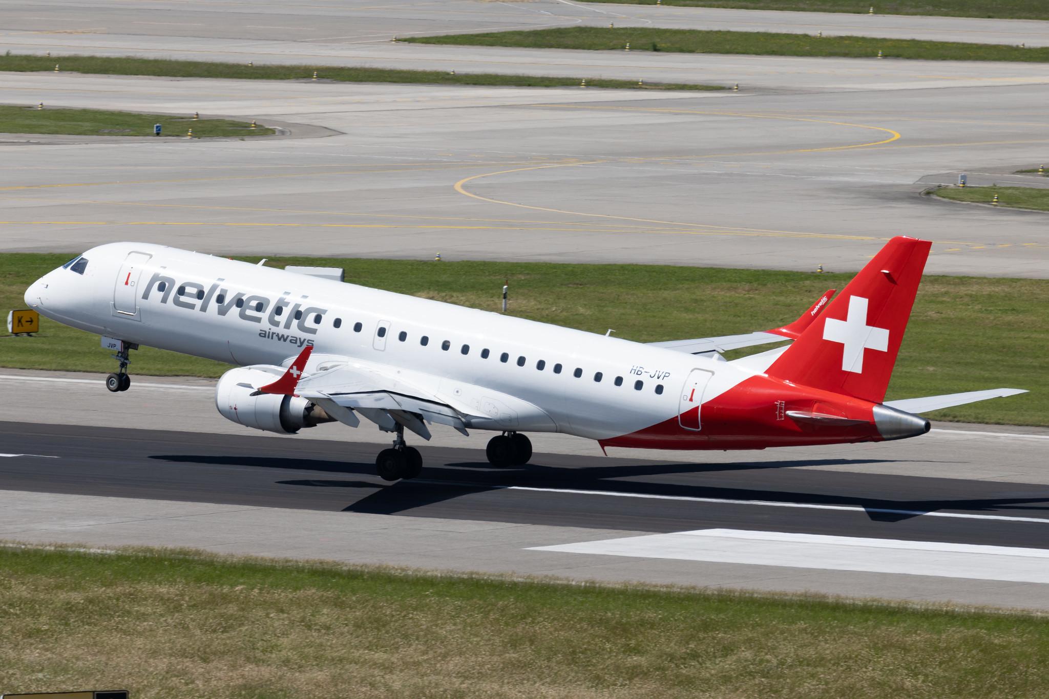 Flughafen Zürich: Helvetic Airways (2L / OAW) | Embraer E190LR E190 | HB-JVP | MSN 19000387
