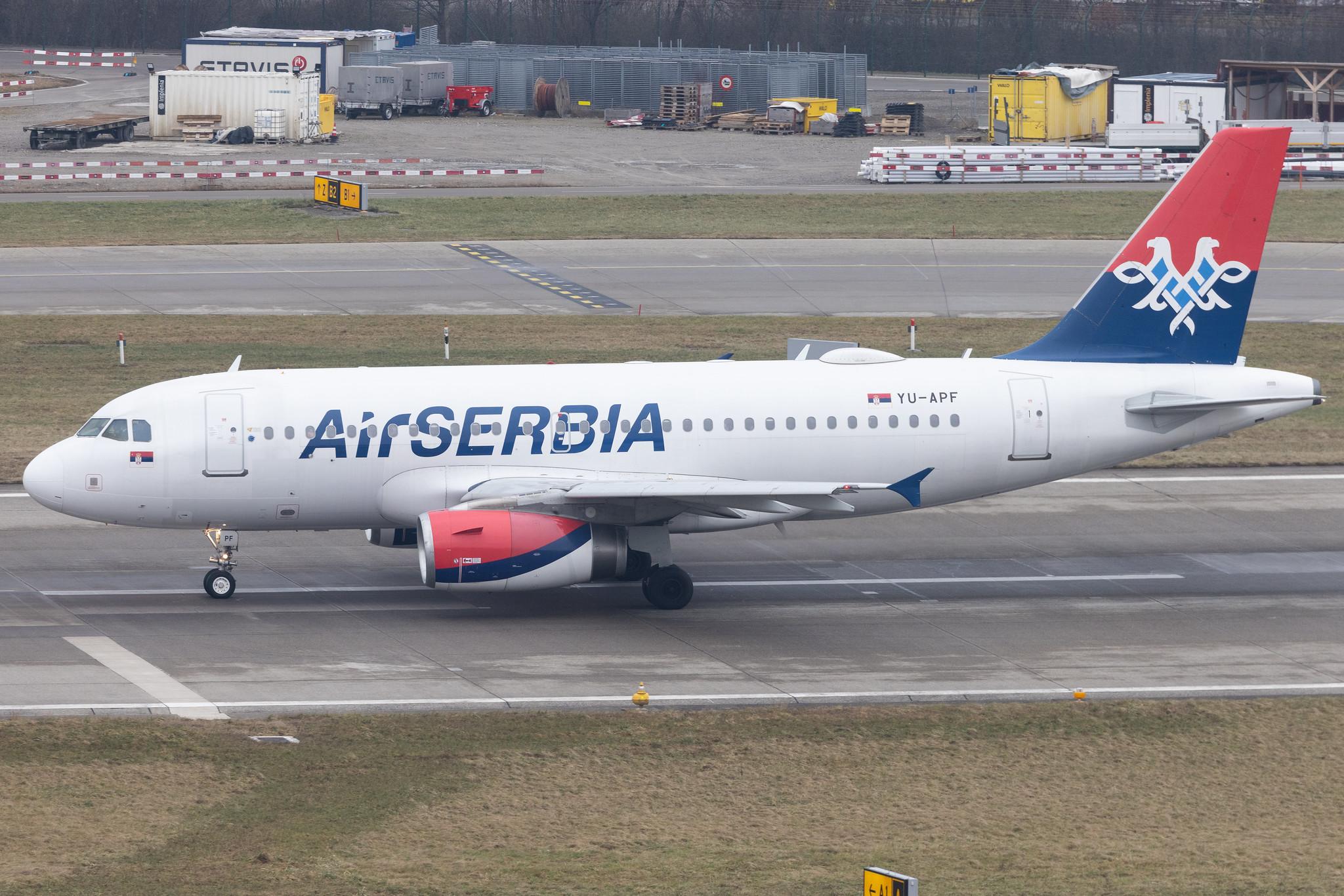 Flughafen Zürich: AirSERBIA (JU / ASL) | Airbus A319-132 A319 | YU-APF | MSN 3317