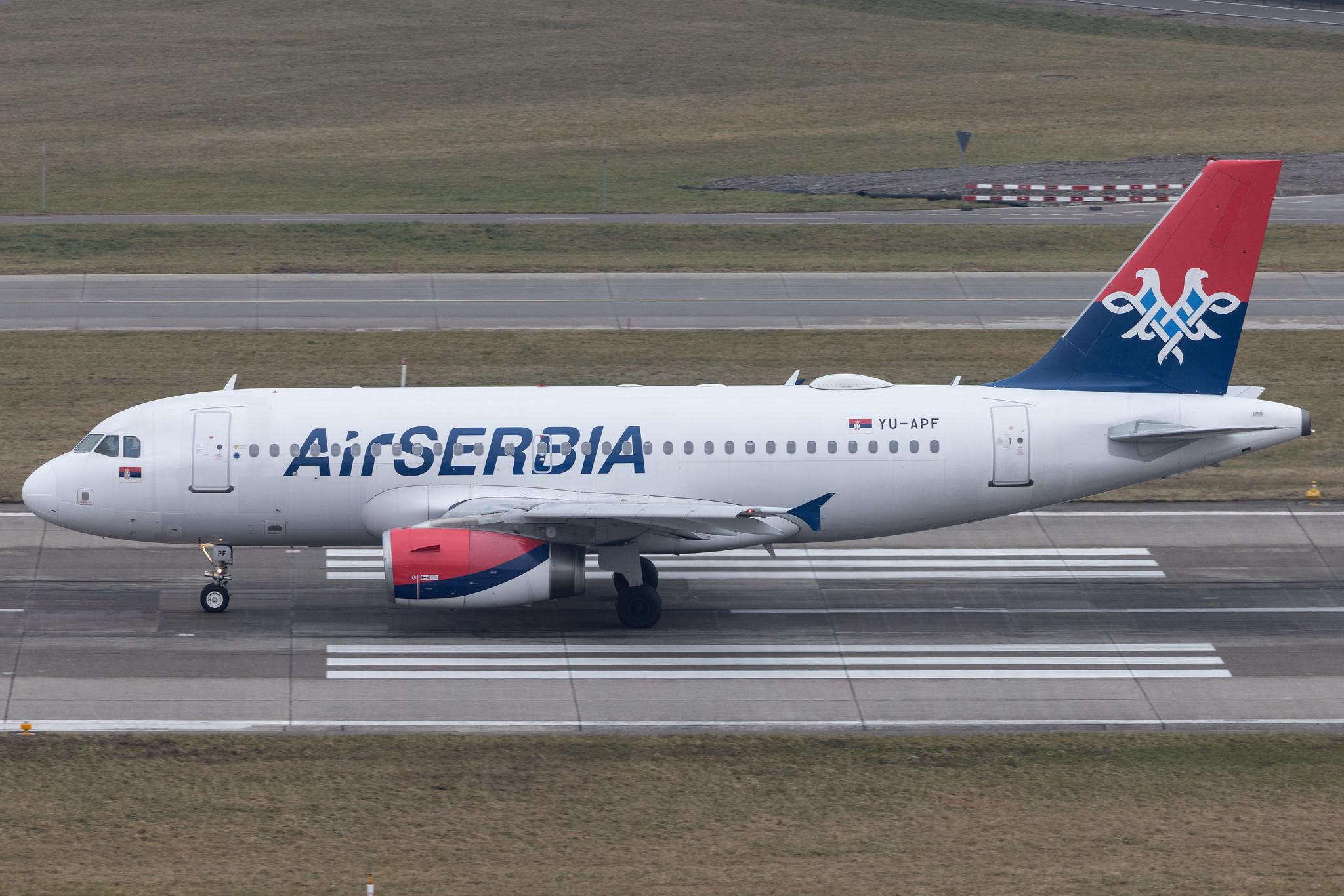 Flughafen Zürich: AirSERBIA (JU / ASL) | Airbus A319-132 A319 | YU-APF | MSN 3317