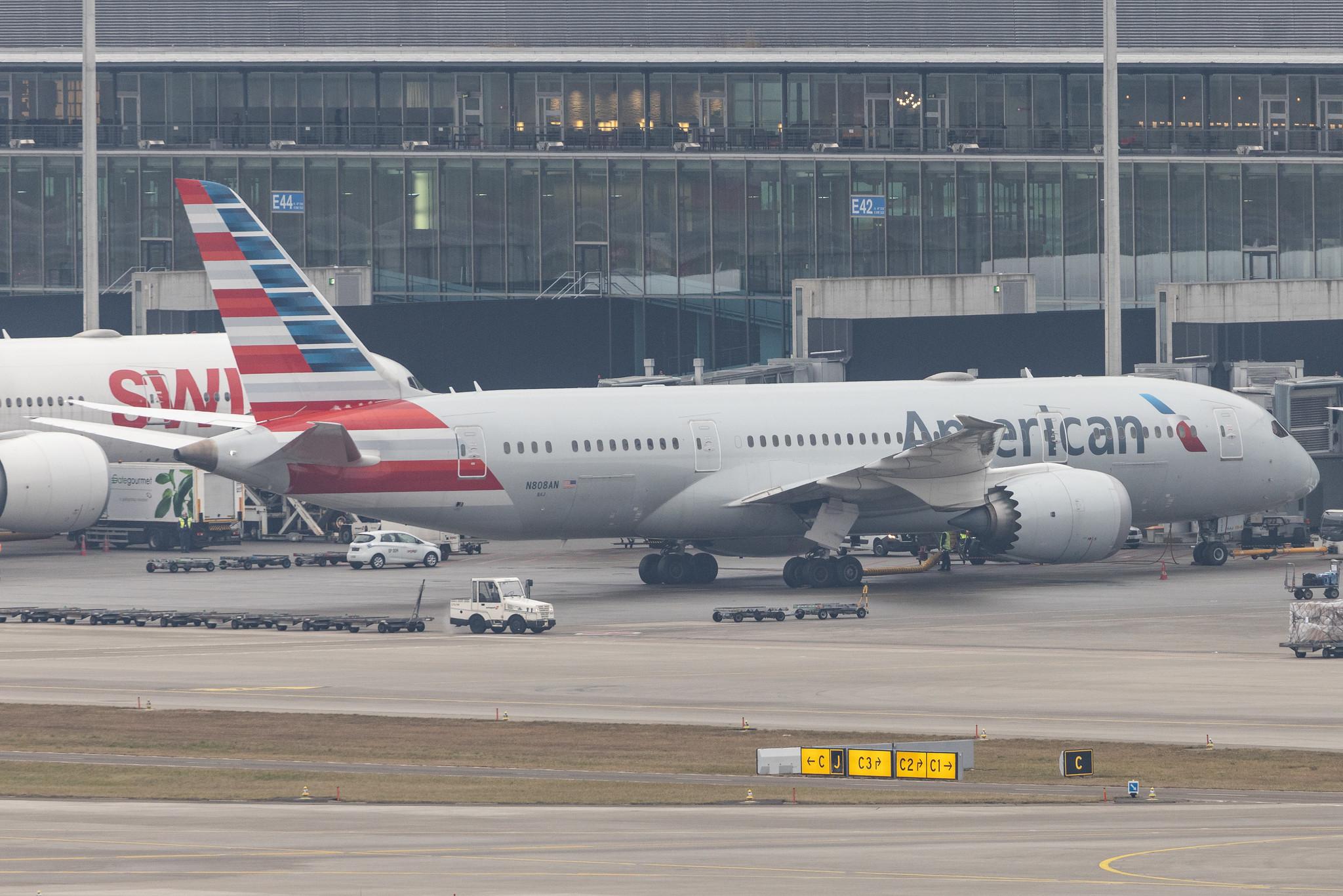 Flughafen Zürich: American Airlines (AA / AAL) | Boeing 787-8 Dreamliner B788 | N808AN | MSN 40626