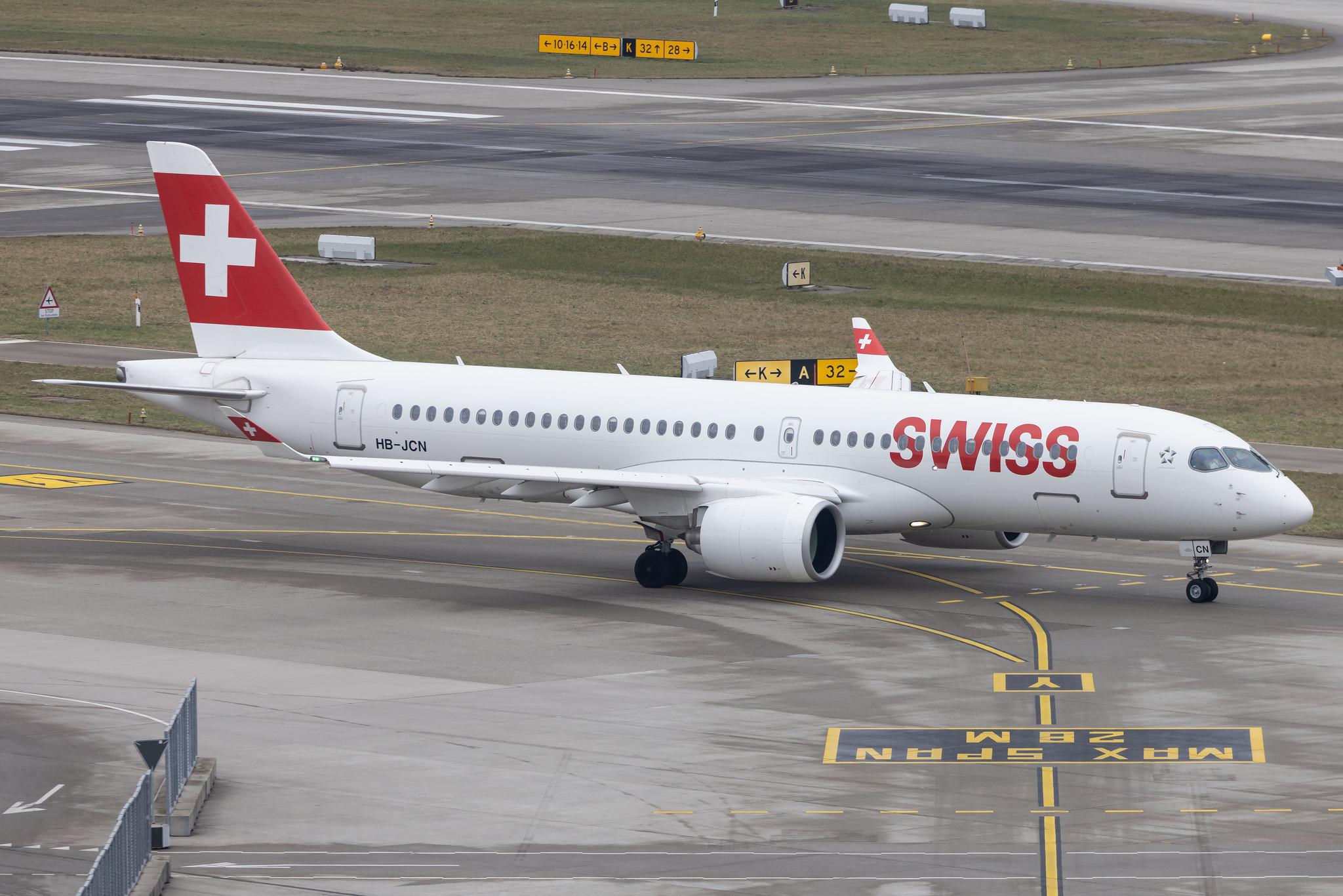 Flughafen Zürich: Swiss (LX / SWR) | Airbus A220-300 BCS3 | HB-JCN | MSN 55032