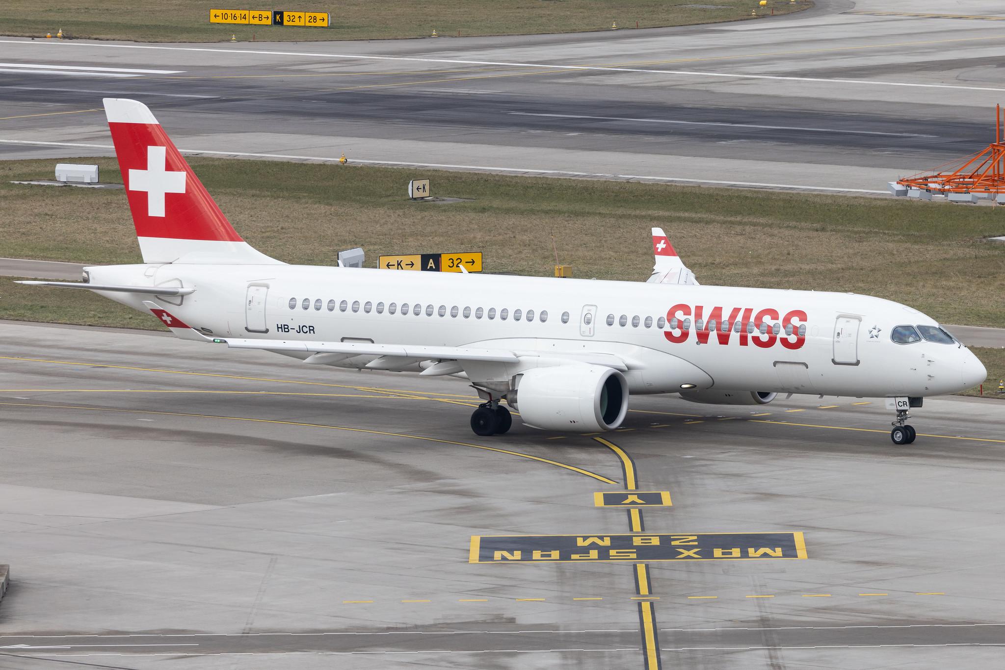 Flughafen Zürich: Swiss (LX / SWR) | Airbus A220-300 BCS3 | HB-JCR | MSN 55044