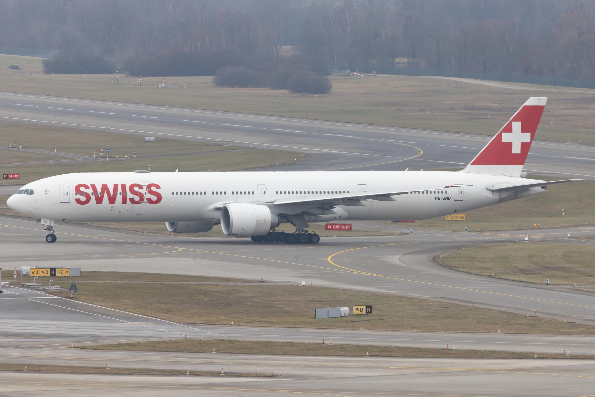 Flughafen Zürich: Swiss (LX / SWR) | Boeing 777-3DE(ER) B77W | HB-JND | MSN 44585