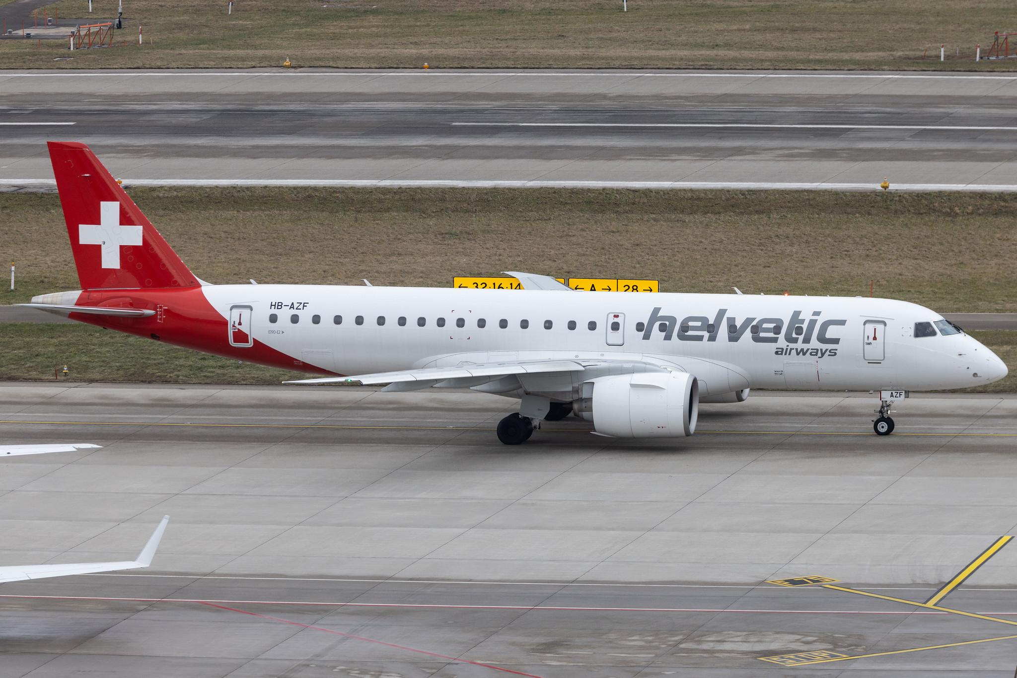 Flughafen Zürich: Helvetic Airways (2L / OAW) | Embraer E190-E2 E290 | HB-AZF | MSN 19020043