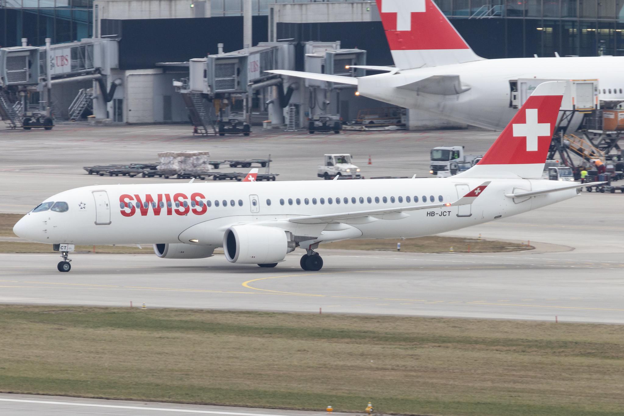Flughafen Zürich: Swiss (LX / SWR) |  Airbus A220-300 BCS3 | HB-JCT | MSN 55046