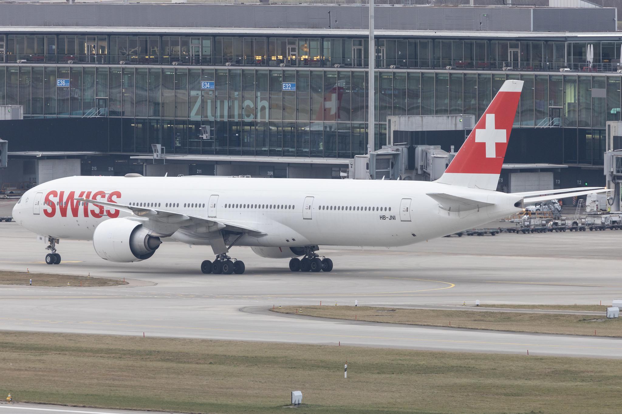 Flughafen Zürich: Swiss (LX / SWR) |  Boeing 777-3DE(ER) B77W | HB-JNI | MSN 62754