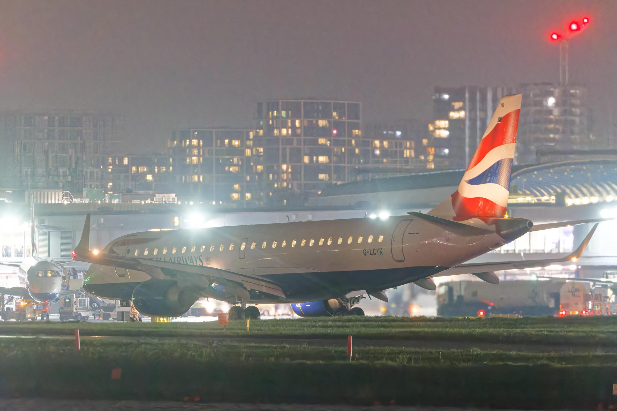 London City Airport: British Airways (BA / BAW) | Operator: BA CityFlyer | Embraer E190SR E190 | G-LCYK | MSN 19000343