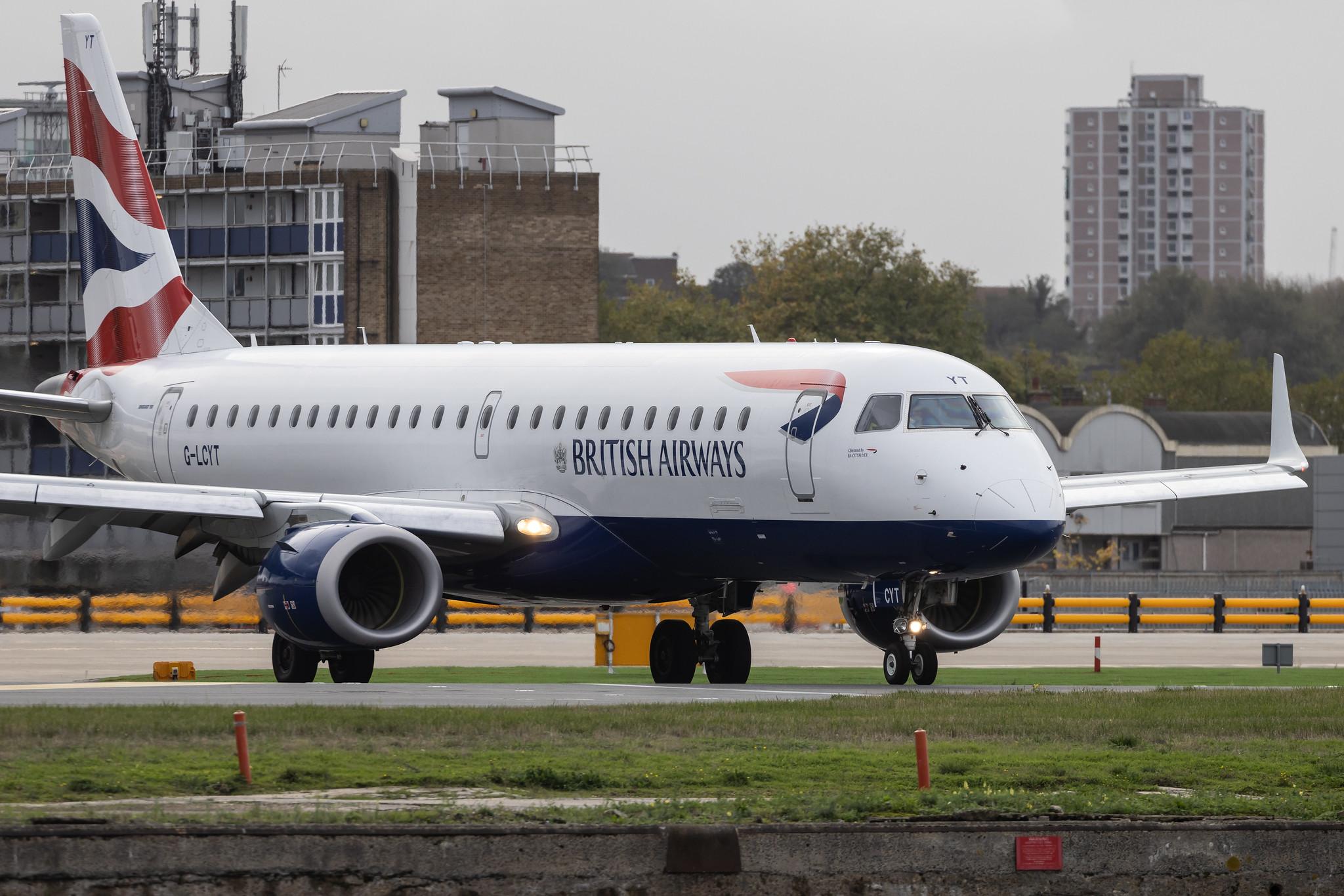 London City Airport: British Airways (BA / BAW) | Operator: BA CityFlyer | Embraer E190SR E190 | G-LCYT | MSN 19000670