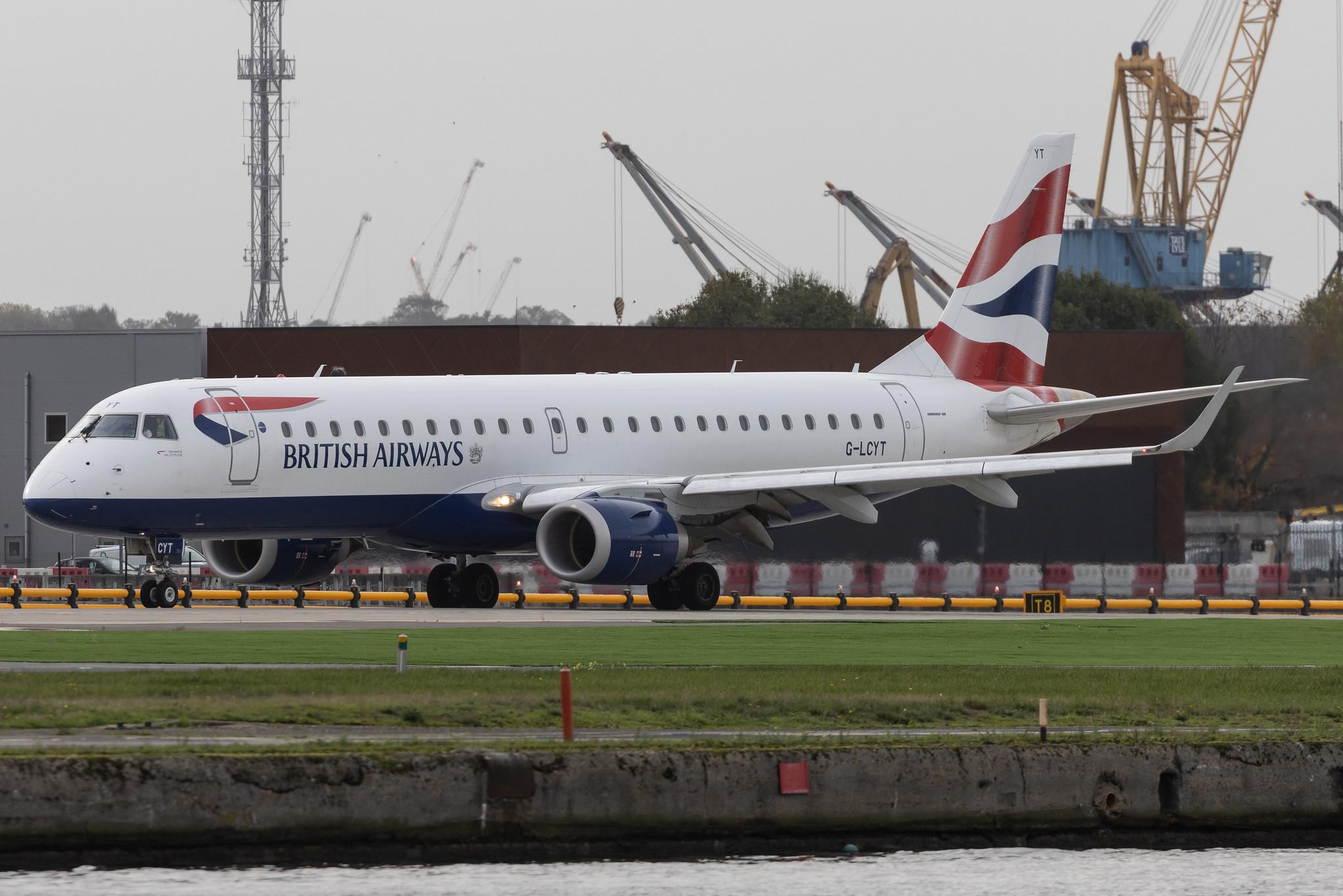 London City Airport: British Airways (BA / BAW) | Operator: BA CityFlyer | Embraer E190SR E190 | G-LCYT | MSN 19000670