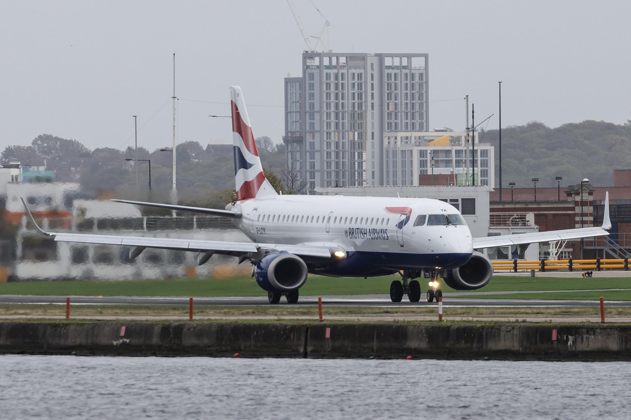 London City Airport: British Airways (BA / BAW) | Operator: BA CityFlyer | Embraer E190SR E190 | G-LCYK | MSN 19000343