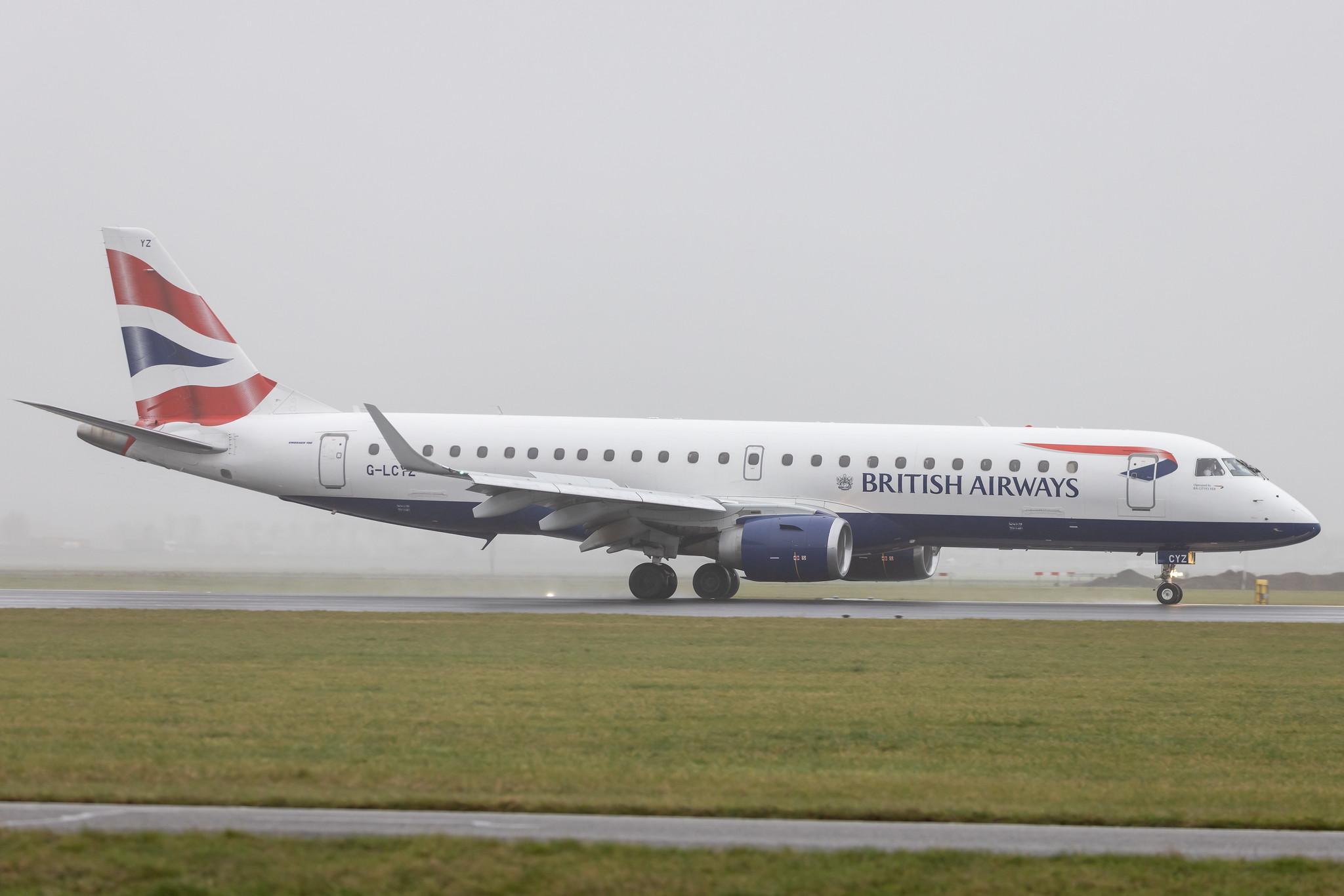 Amsterdam Schiphol: British Airways (BA / BAW) | Operator: BA CityFlyer |  Embraer E190SR E190 | G-LCYZ | MSN 19000404