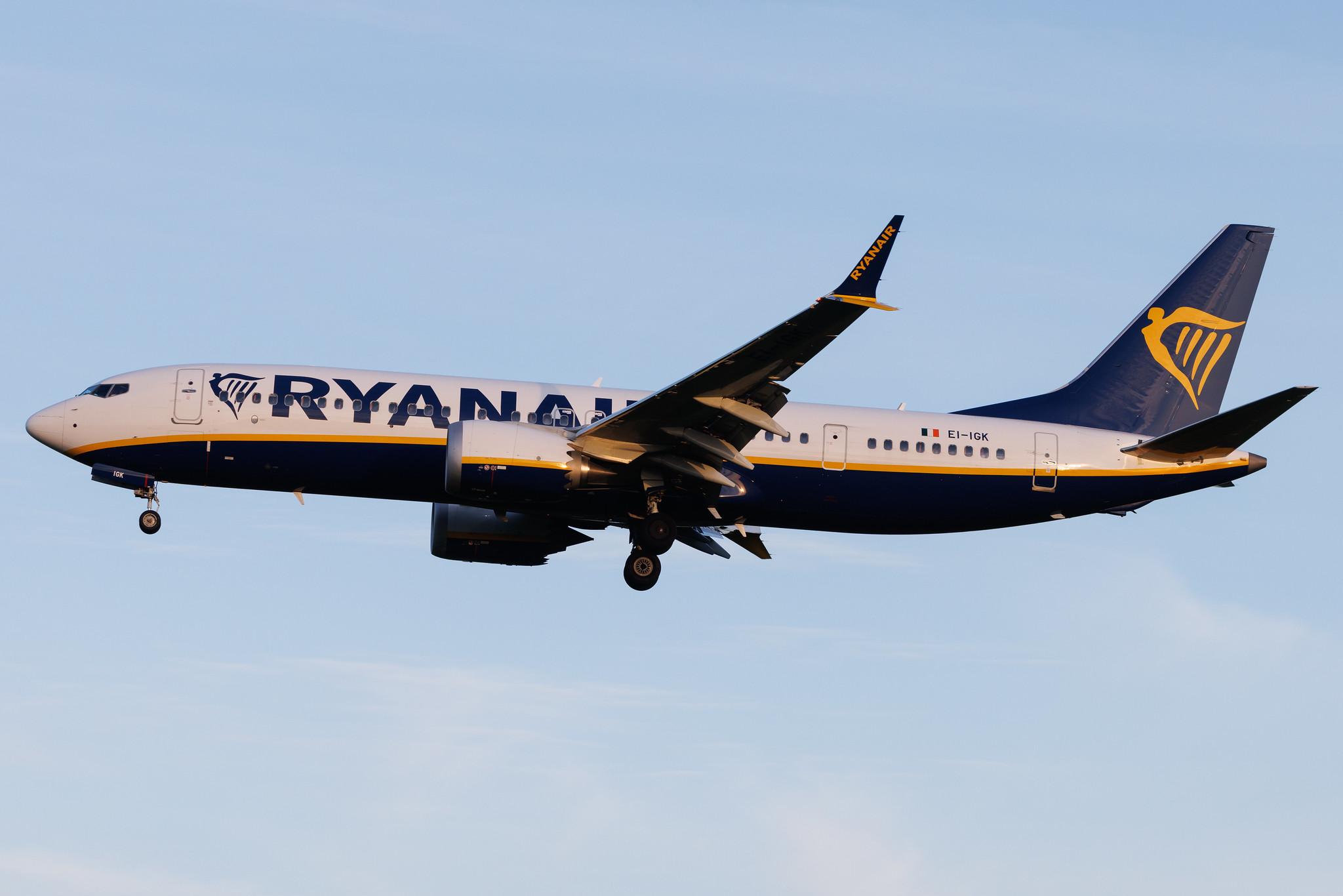 Hamburg Airport: Ryanair (FR / RYR) |  Boeing 737 MAX 8-200 B38M | EI-IGK | MSN 67075