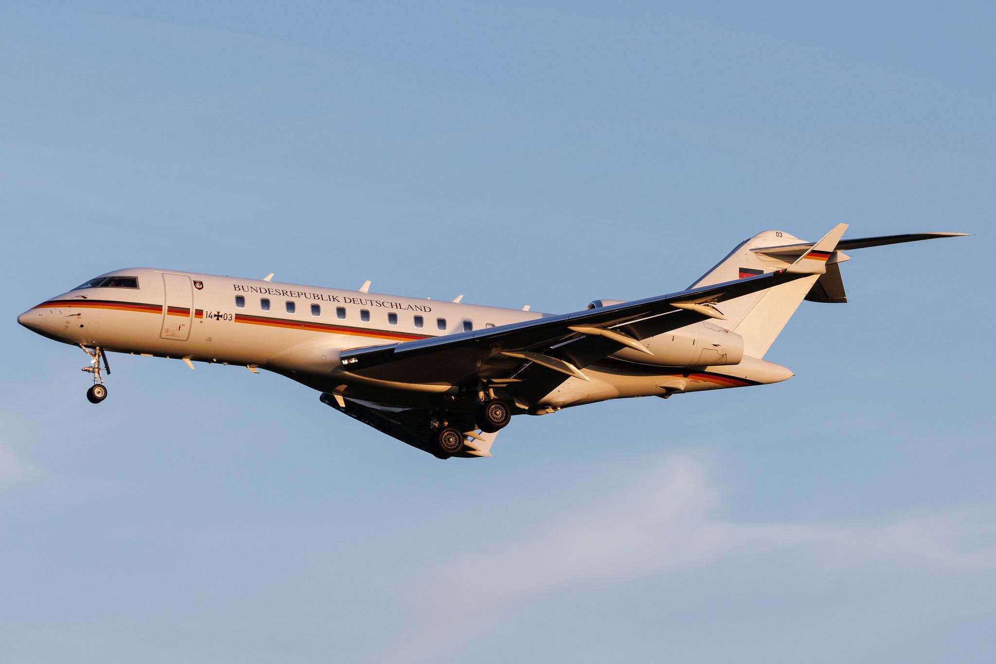 Hamburg Airport: German Air Force ( / GAF) | Bombardier BD-700-1A11 Global 5000 GLEX | 14+03 | MSN 9411