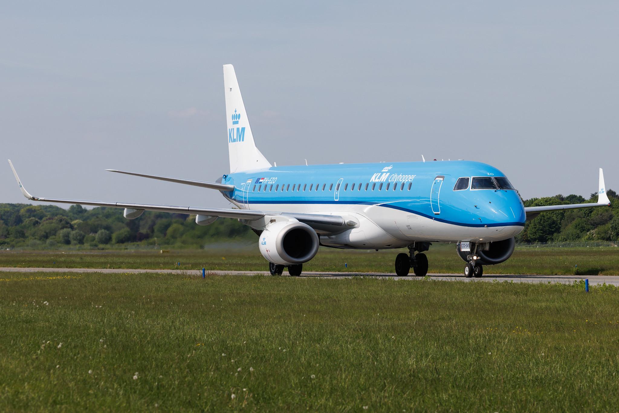 Hamburg Airport: KLM (KL / KLM) | Operator: KLM Cityhopper | Embraer E190STD E190 | PH-EZO | MSN 19000345