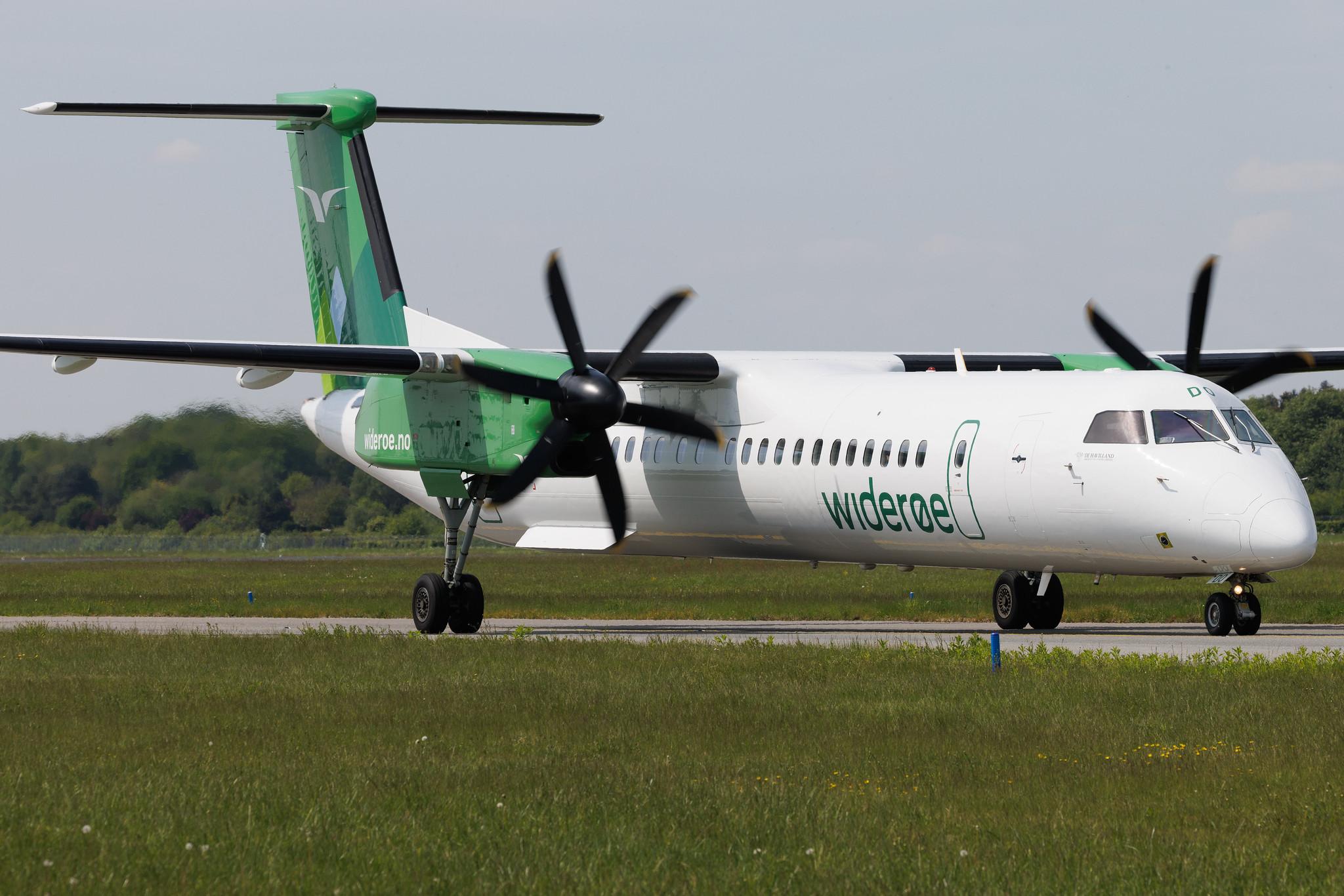 Hamburg Airport: Wideroe (WF / WIF) | De Havilland Canada Dash 8-400 DH8D | LN-WDO | MSN 4314