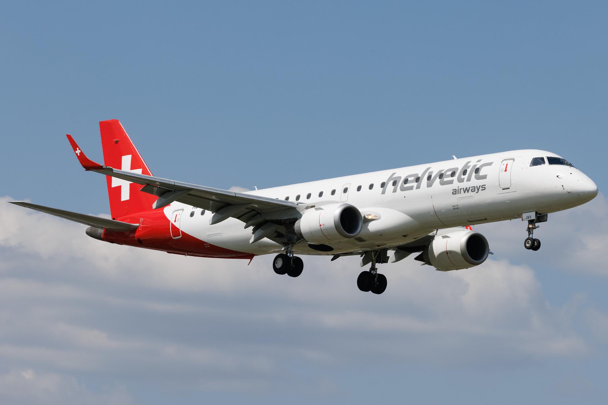 Warsaw Chopin Airport: Helvetic Airways (2L / OAW) | Embraer E190LR E190 | HB-JVX | MSN 19000603