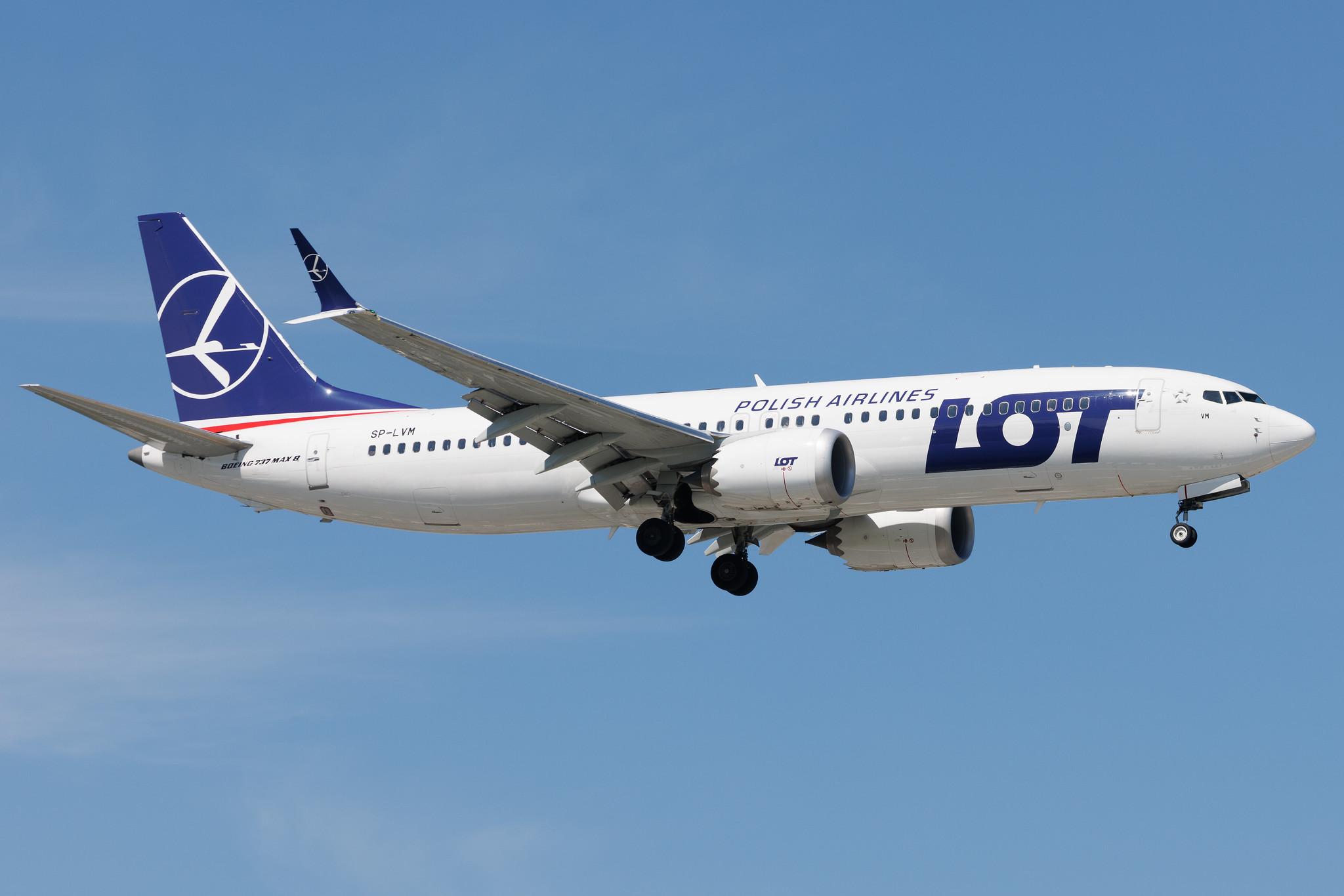 Warsaw Chopin Airport: LOT (LO / LOT) | Boeing 737 MAX 8 B38M | SP-LVM | MSN 65187