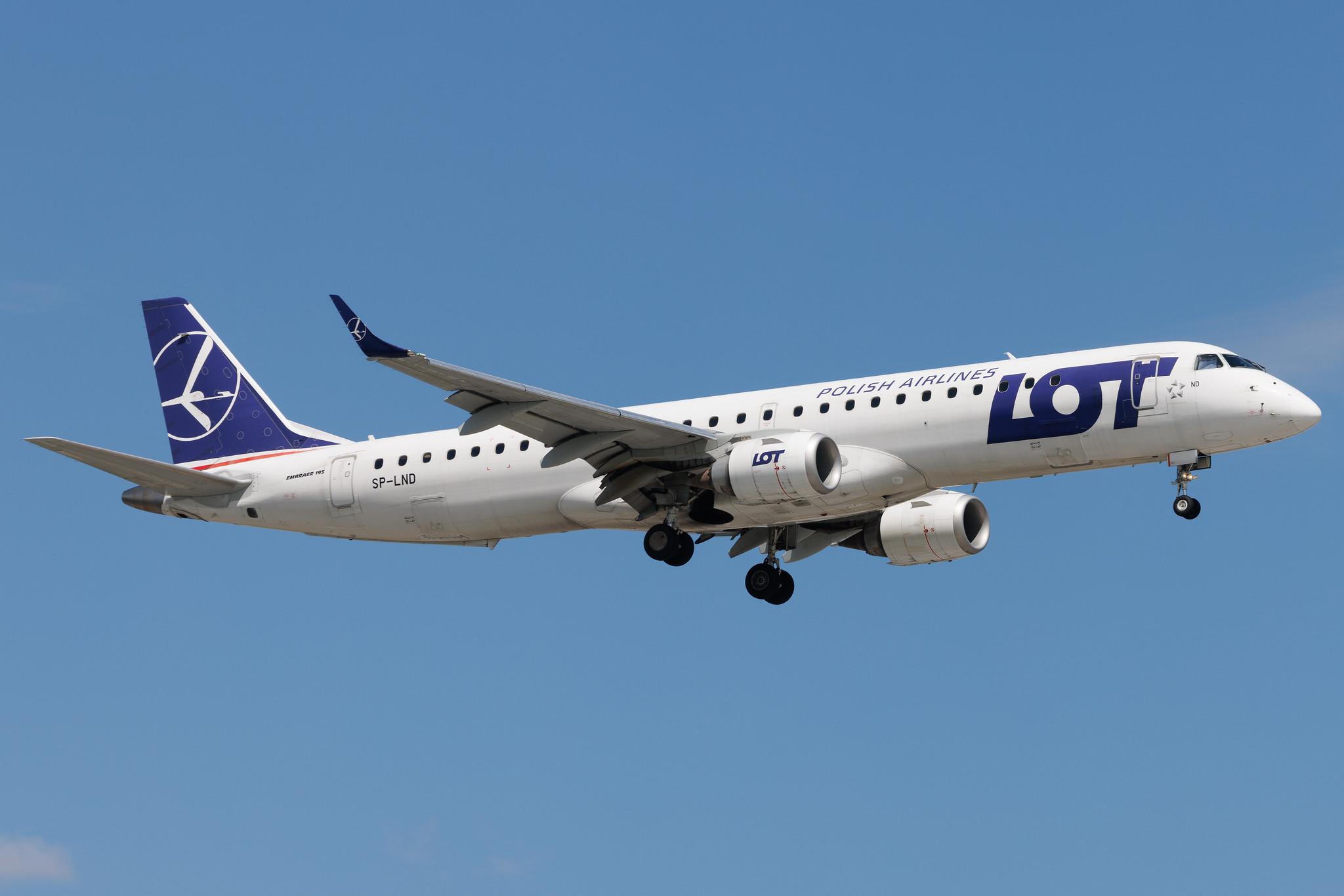 Warsaw Chopin Airport: LOT (LO / LOT) | Embraer E195LR E195 | SP-LND | MSN 19000516