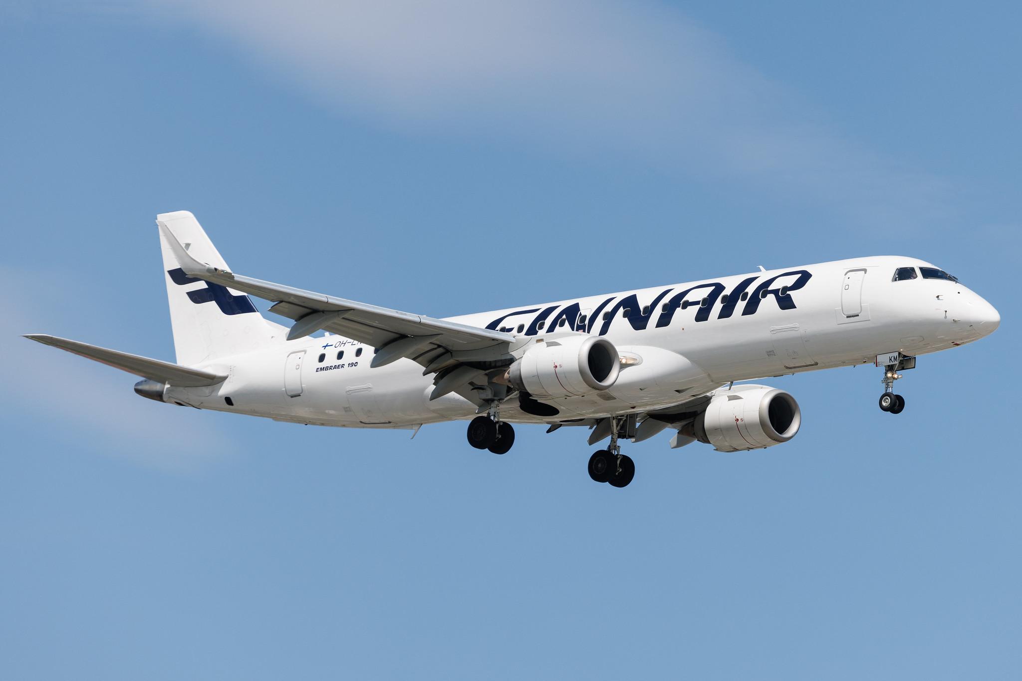 Warsaw Chopin Airport: Finnair (AY / FIN) | Operator: NORRA | Embraer E190LR E190 | OH-LKM | MSN 19000160
