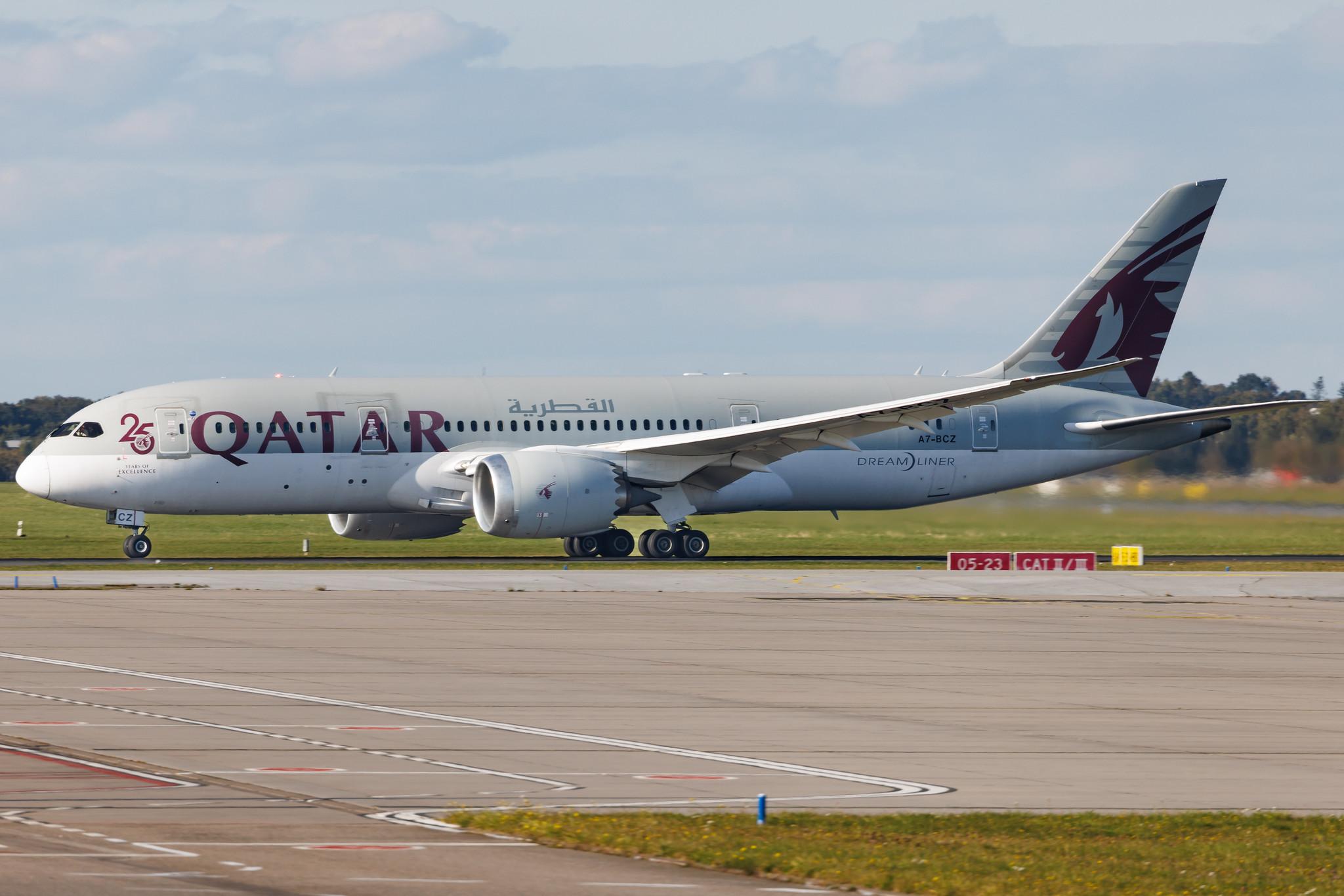 Hamburg Airport: Qatar Airways (QR / QTR) | Livery: 25 Years of Excellence Sticker | Boeing 787-8 Dreamliner B788 | A7-BCZ | MSN 38344