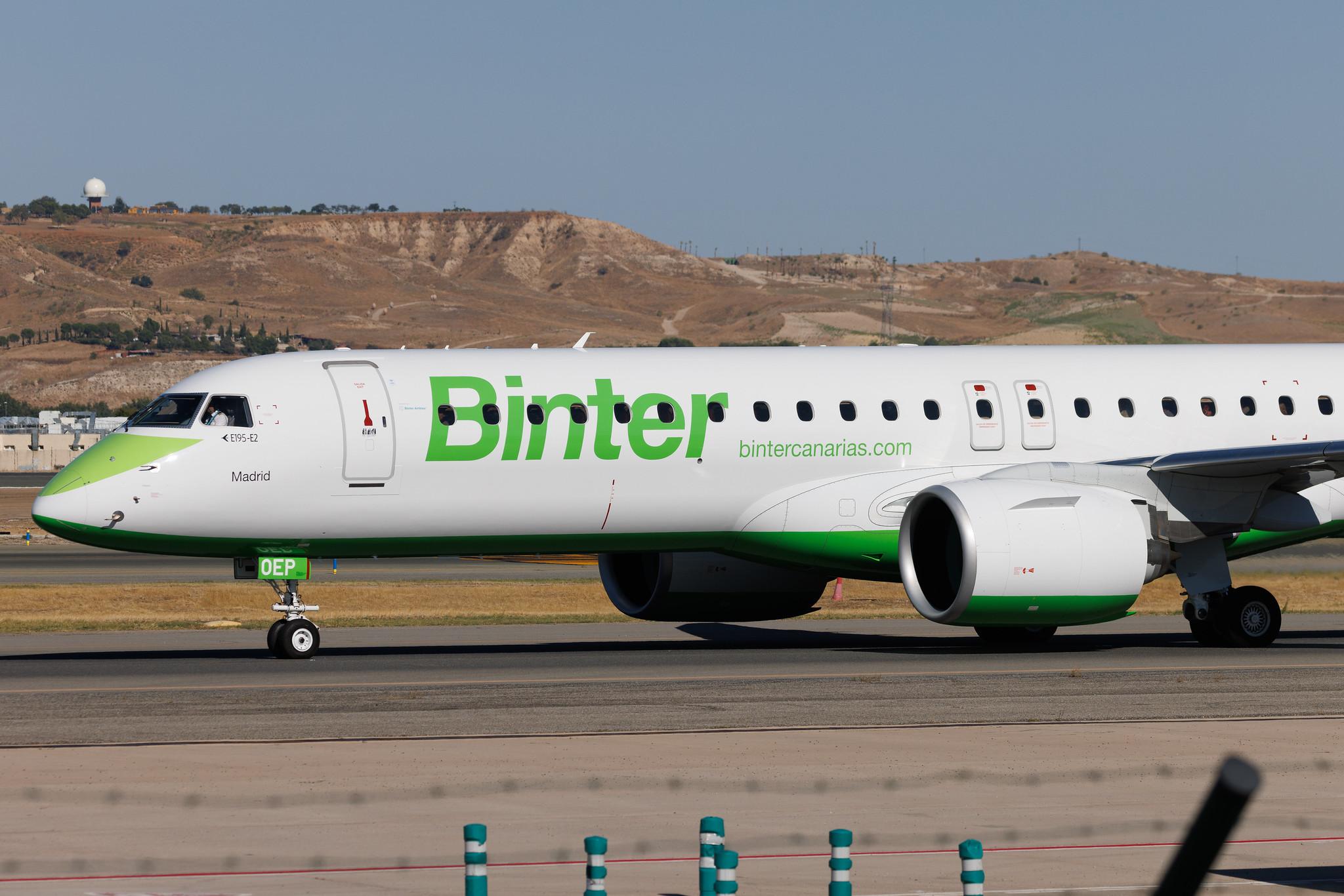 Madrid Barajas Airport: Binter Canarias (NT / IBB) | Livery: Gran Canaria una Isla Mundial 2030 | Embraer E195-E2 E295 | EC-OEP | MSN 19020119