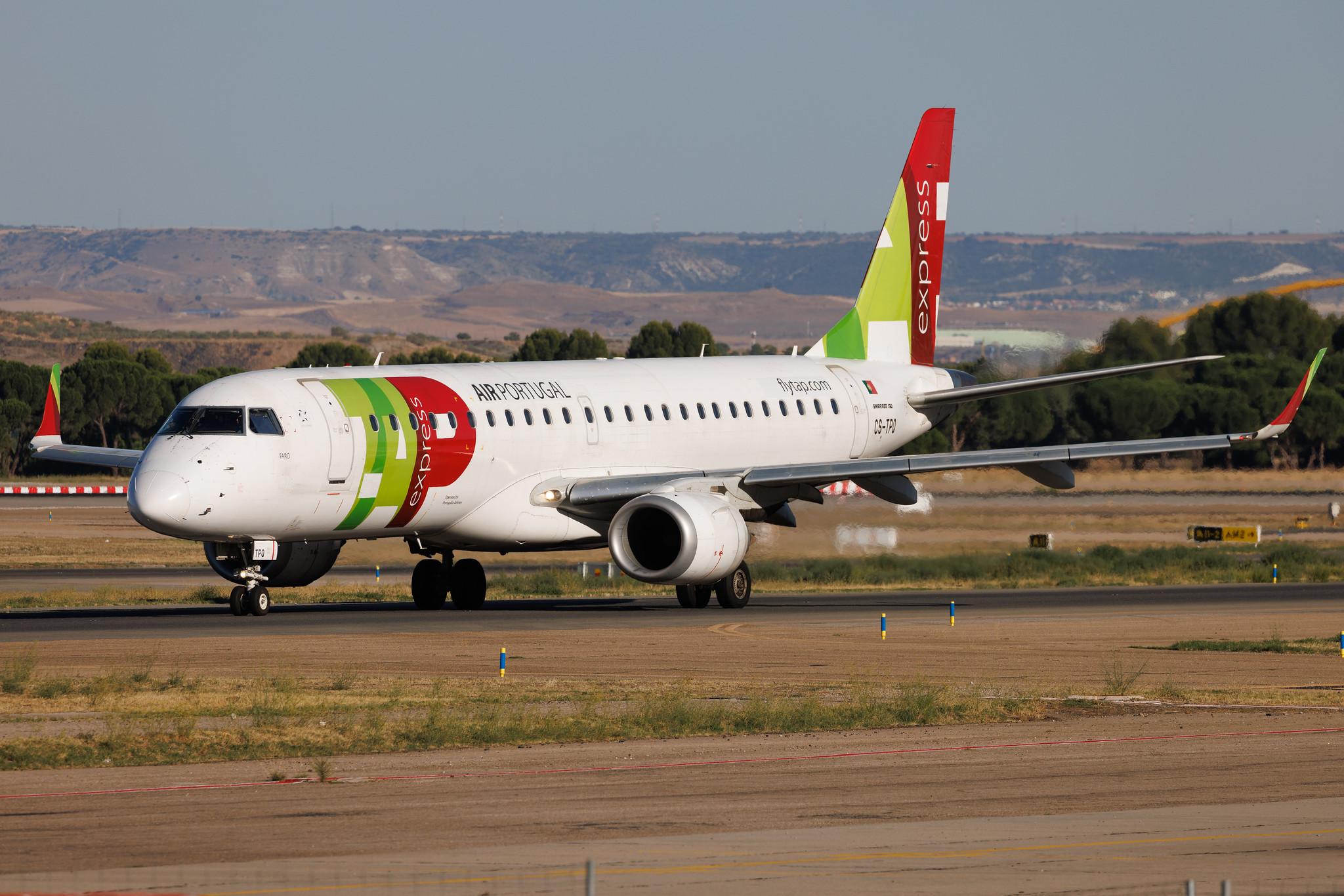 Madrid Barajas Airport: TAP Express (TP / TAP) | Operator: Portugalia Airlines | Embraer E190LR E190 | CS-TPQ | MSN 19000450
