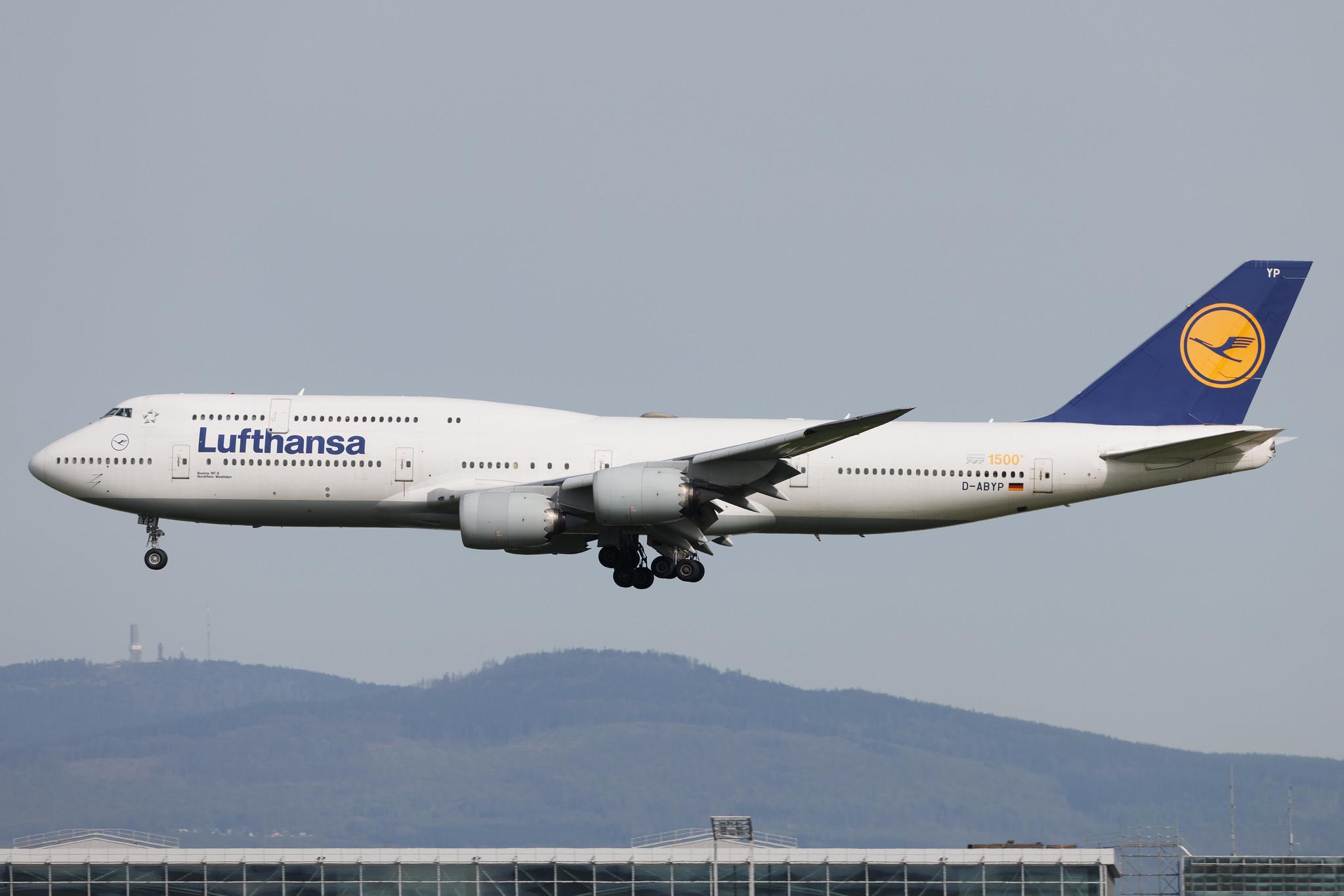 Frankfurt Airport: Lufthansa (LH / DLH) | Livery: 1500th 747 Sticker | Boeing 747-830 B748 | D-ABYP | MSN 37839