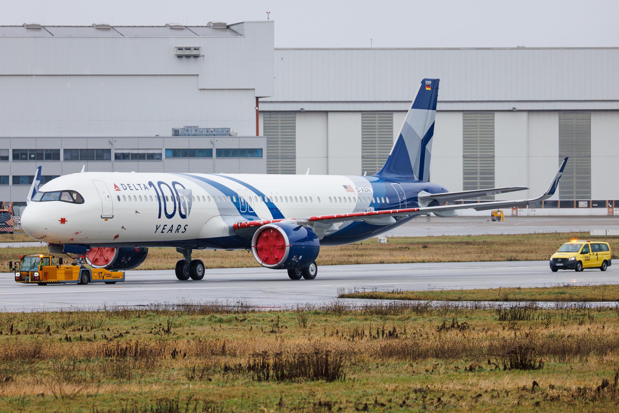 Hamburg Finkenwerder: Delta Air Lines (DL / DAL) | Livery: 100th Anniversary livery | Airbus A321-271NX A21N | D-AZAI | N589DT | MSN 12417