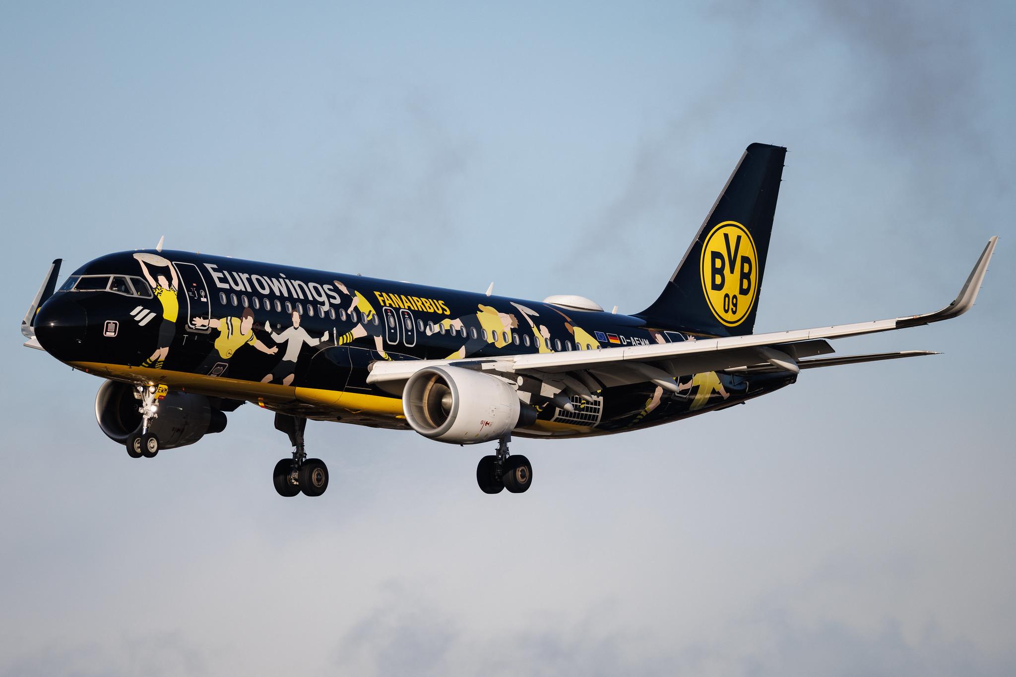 Hamburg Airport: Eurowings (EW / EWG) | Livery: BVB FanAirbus | Airbus A320-214 A320 | D-AEWM | MSN 7259