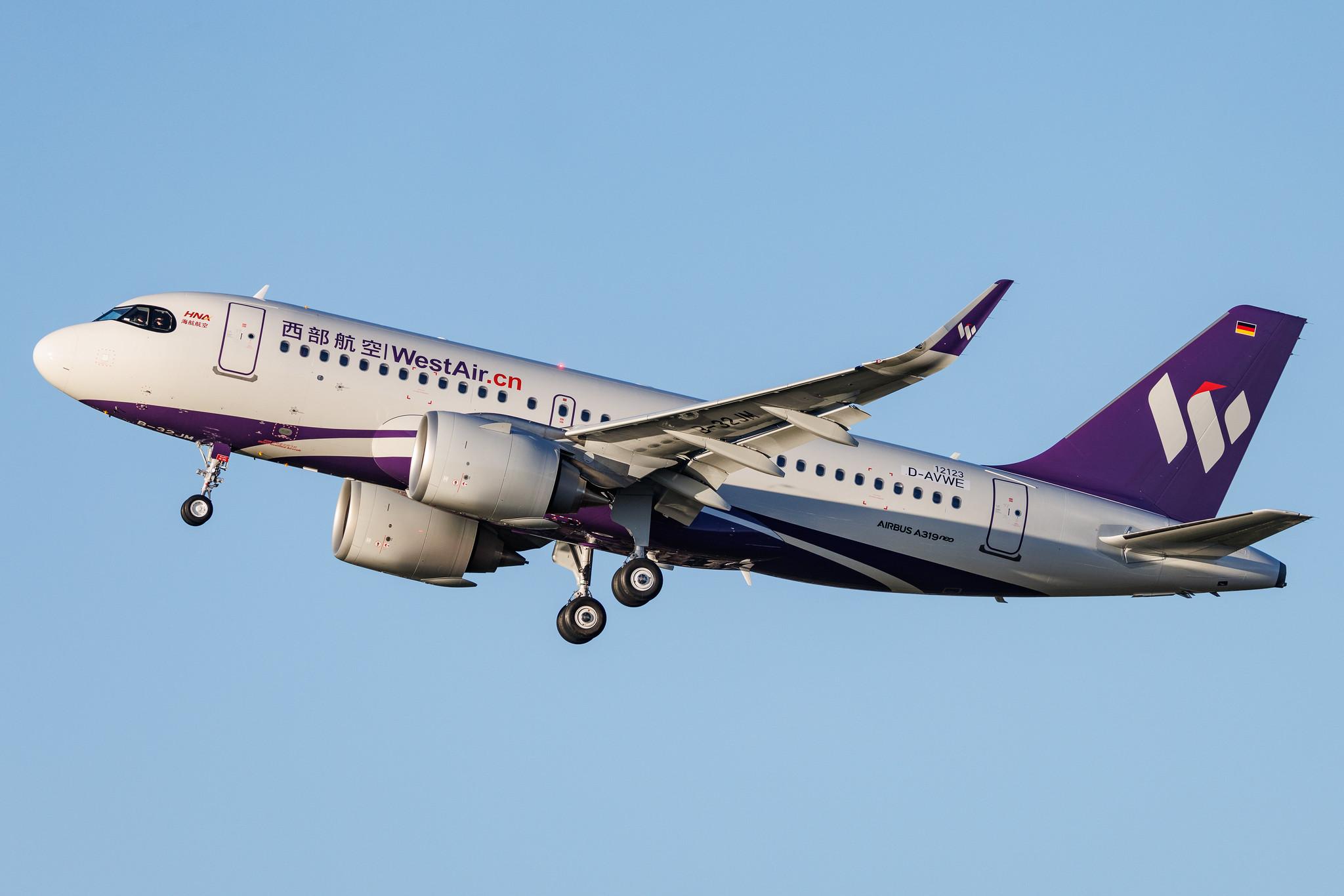 Hamburg Airport: West Air (PN / CHB) | Airbus A319-153N A19N | D-AVWE | B-32JM | MSN 12123