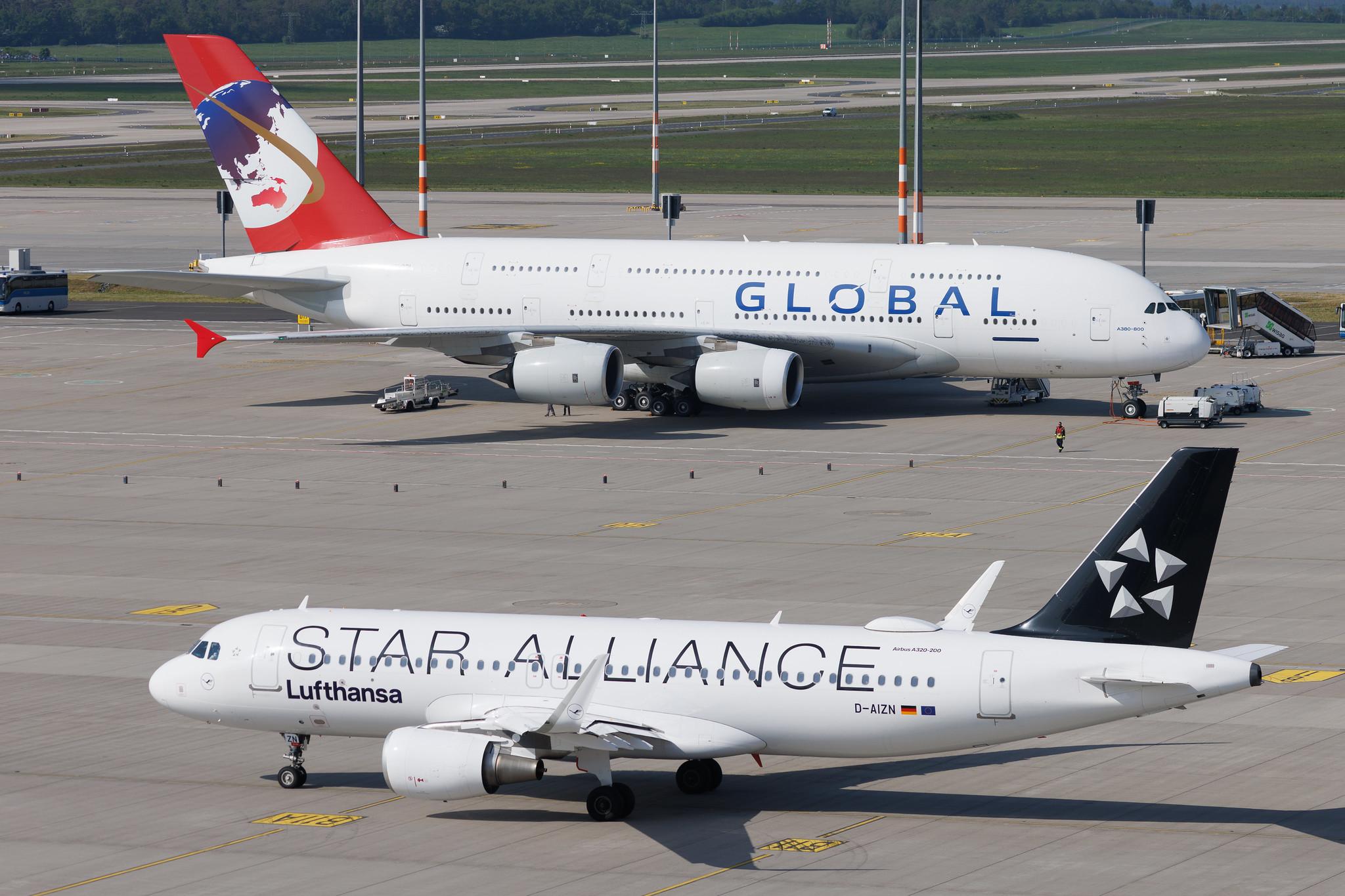 Flughafen Berlin Brandenburg: Global Airlines  | Operator: Hi Fly Malta | Airbus A380-841 A388 | 9H-GLOBL | MSN 120