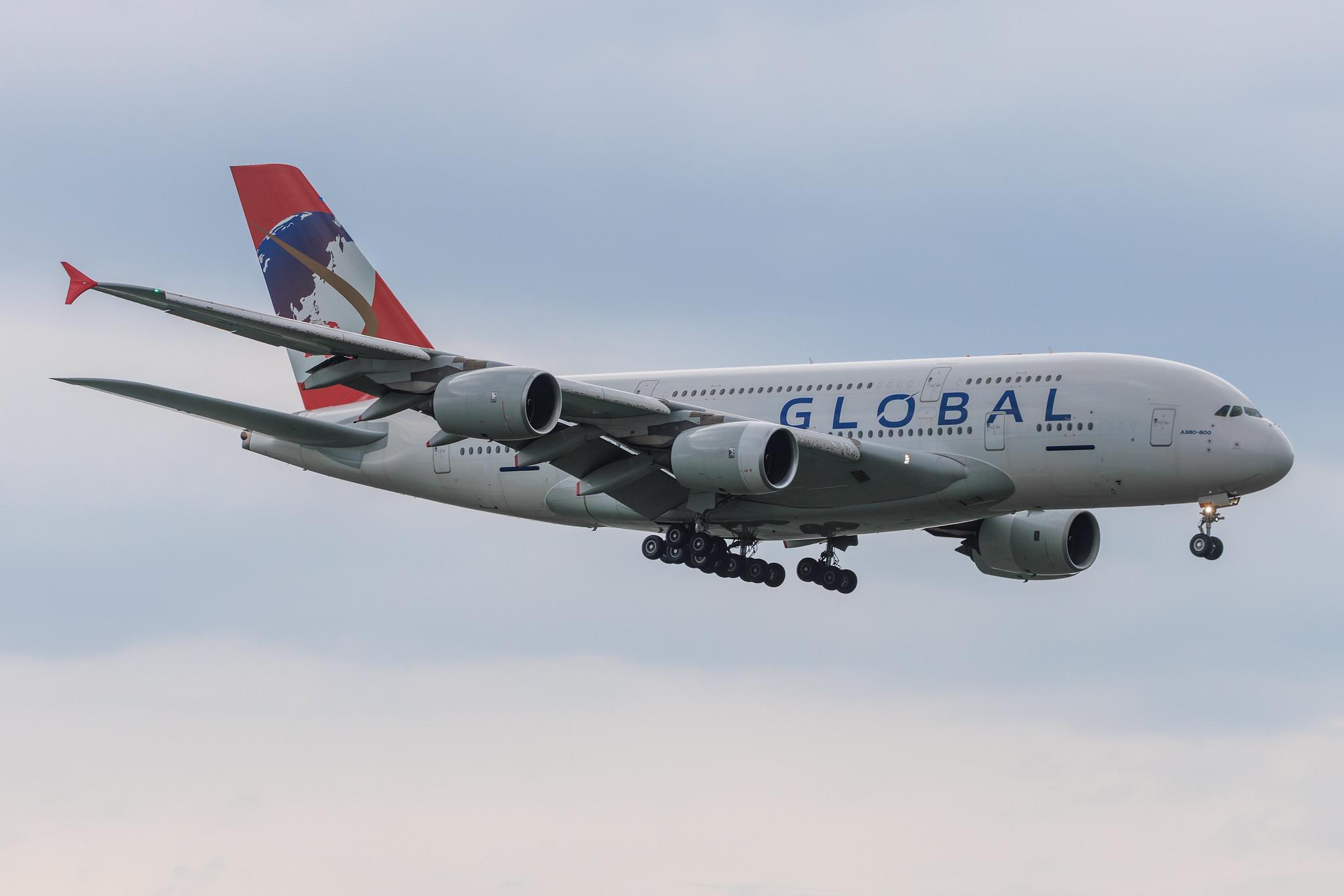 Flughafen Berlin Brandenburg: Global Airlines  | Operator: Hi Fly Malta | Airbus A380-841 A388 | 9H-GLOBL | MSN 120