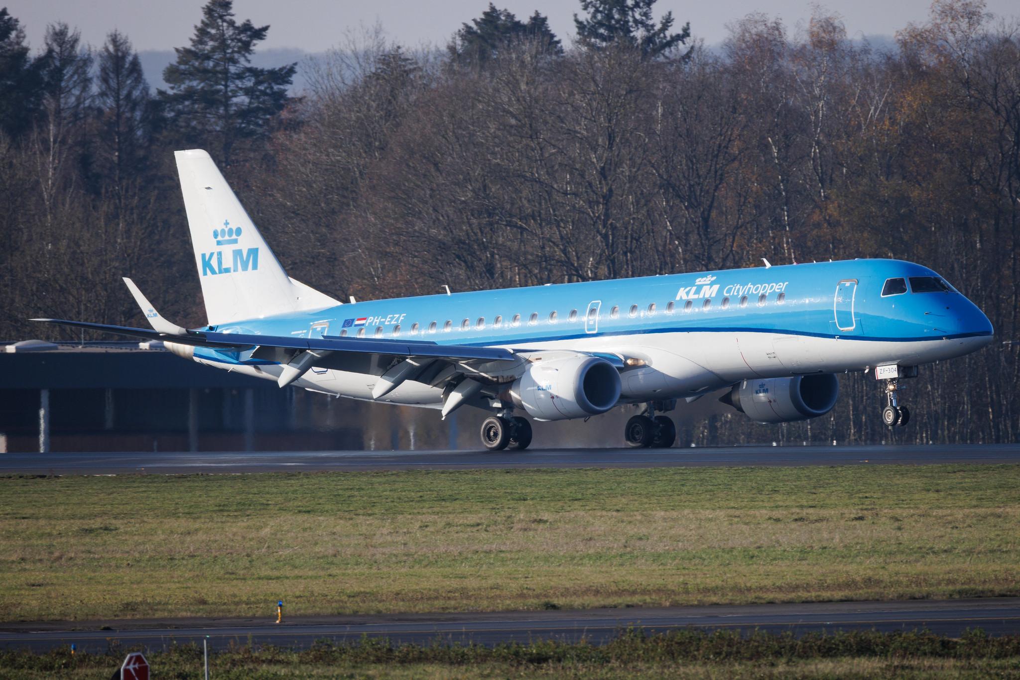 Luxembourg Findel Airport: KLM (KL / KLM) | Operator: KLM Cityhopper | Embraer E190STD E190 | PH-EZF | MSN 19000304