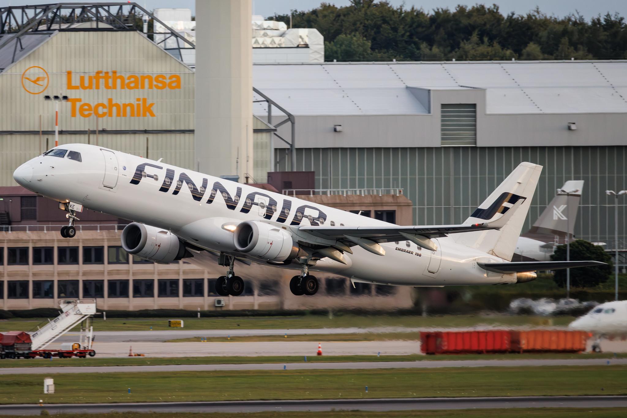 Hamburg Airport: Finnair (AY / FIN) | Operator: NORRA | Embraer E190LR E190 | OH-LKE | MSN 19000059