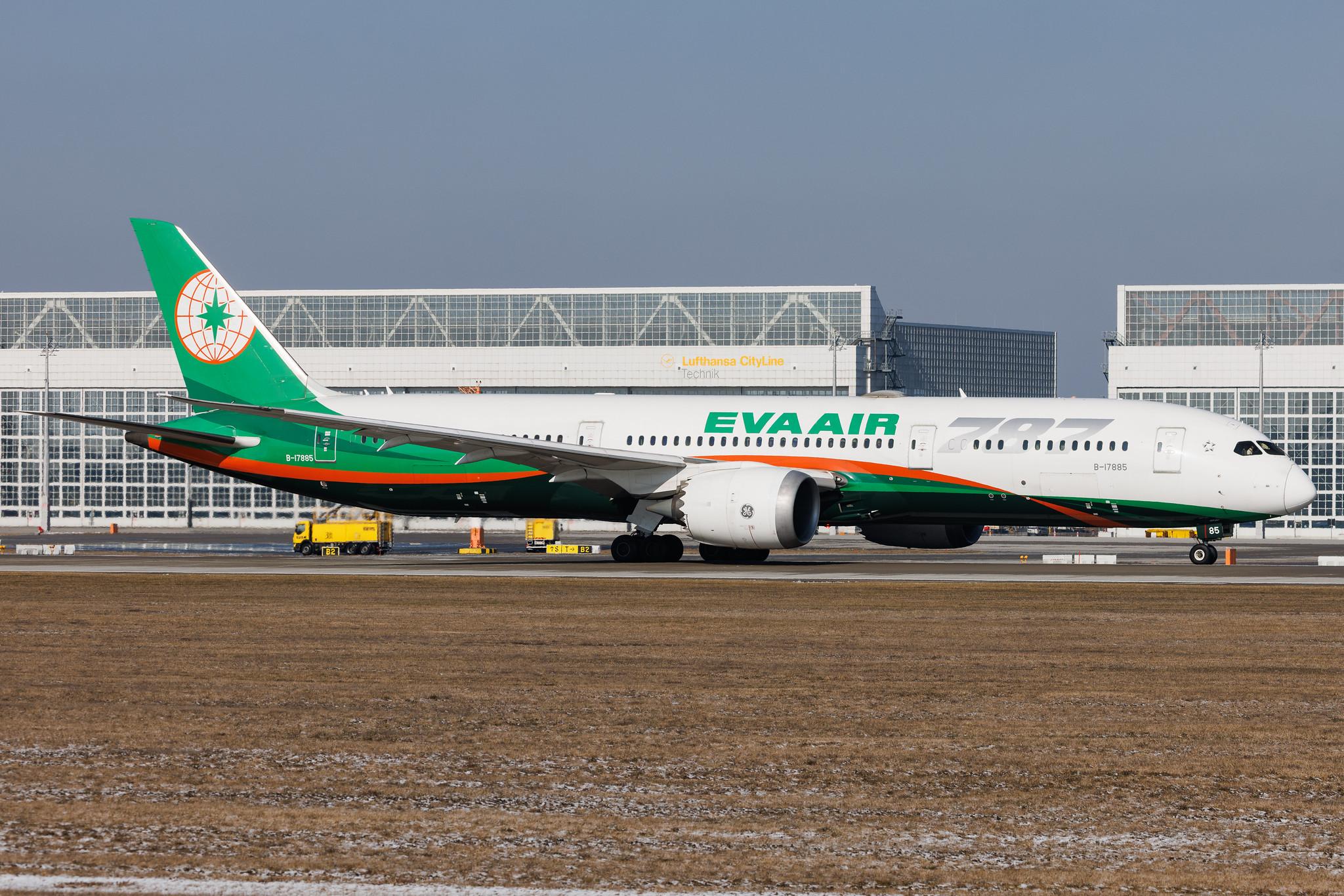 Munich Airport: EVA Air (BR / EVA) | Boeing 787-9 Dreamliner B789 | B-17885 | MSN 42118