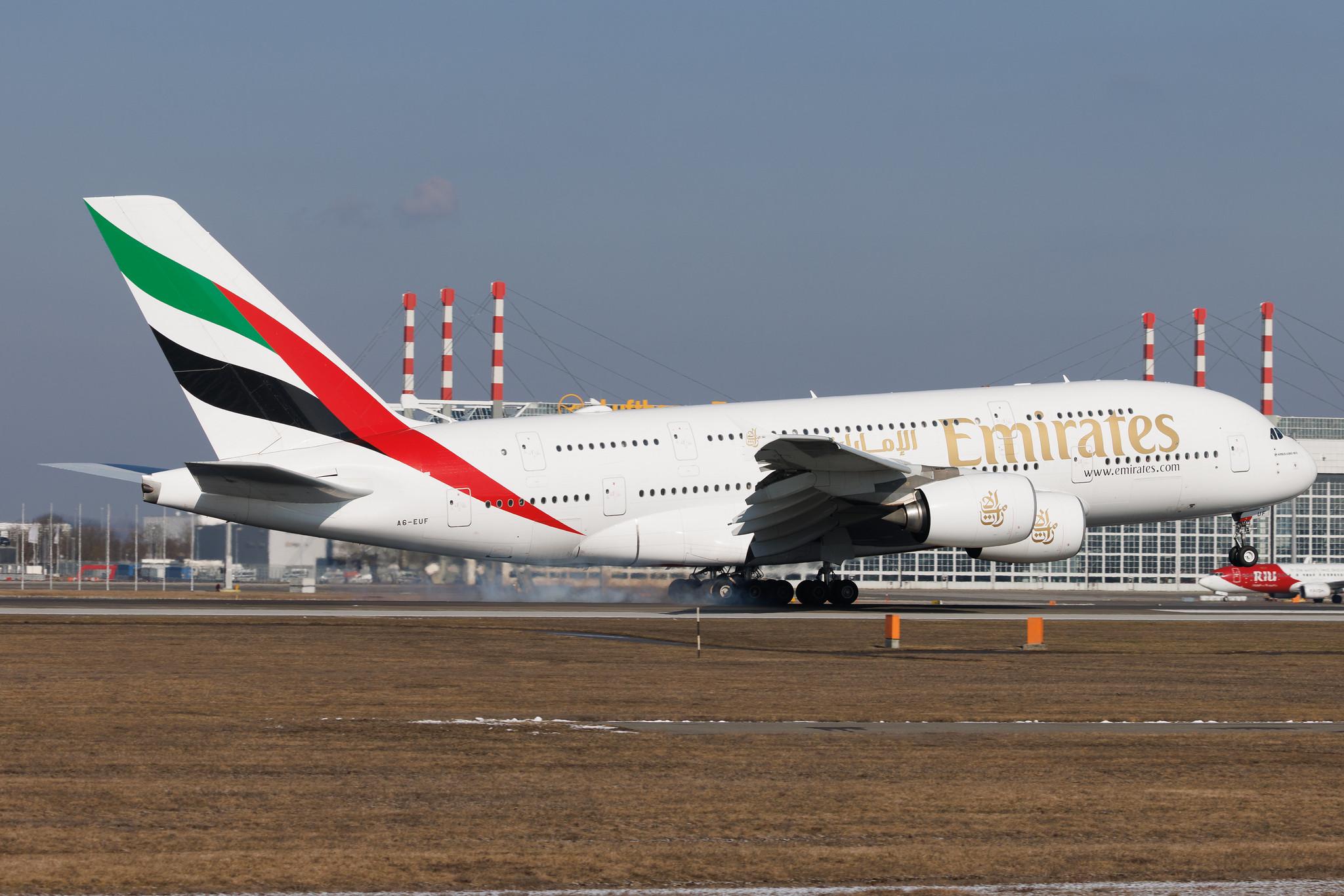 Munich Airport: Emirates (EK / UAE) | Airbus A380-861 A388 | A6-EUF | MSN 218