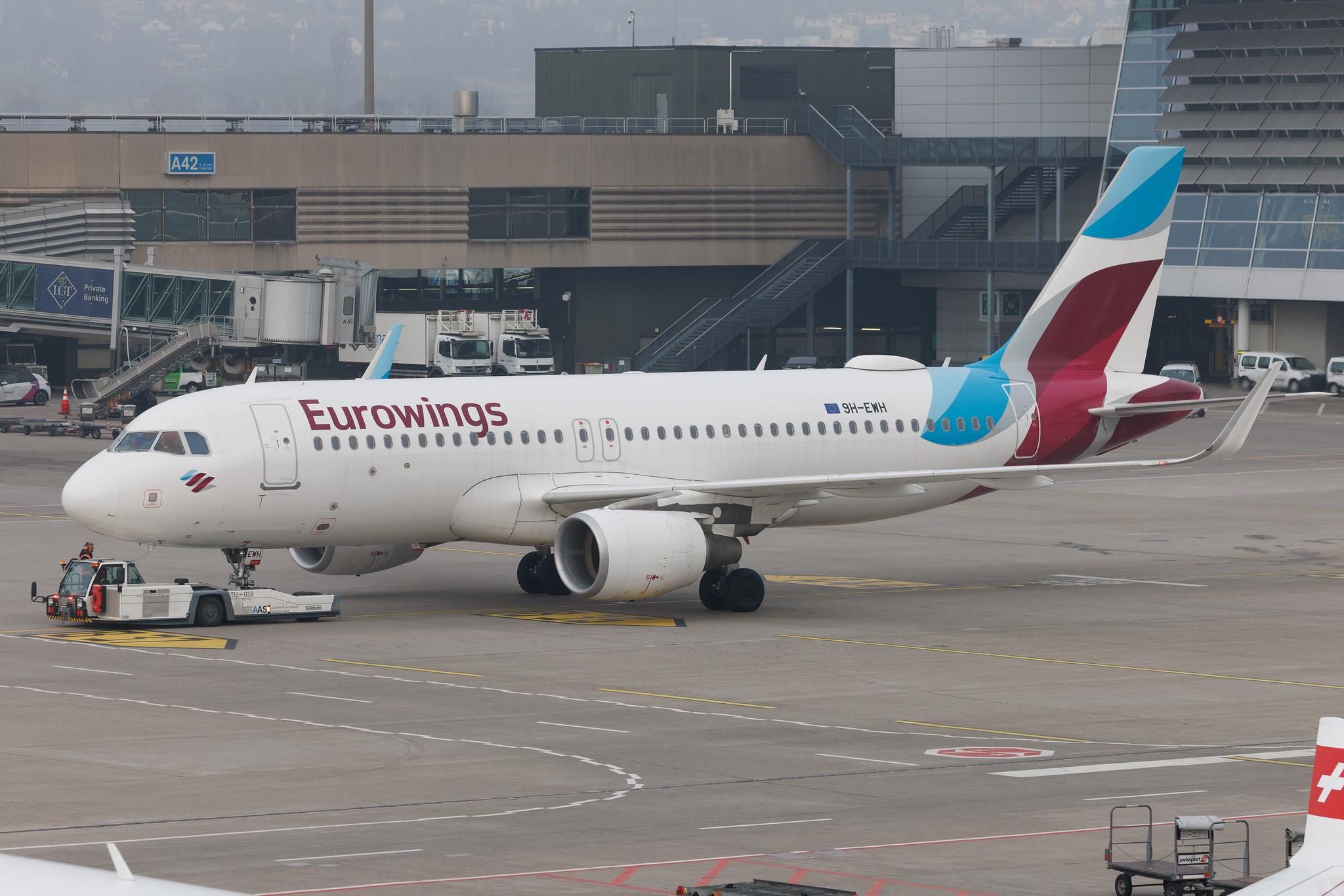 Flughafen Zürich: Eurowings (EW / EWG) | Operator: Eurowings Europe | Airbus A320-214 A320 | 9H-EWH | MSN 07148