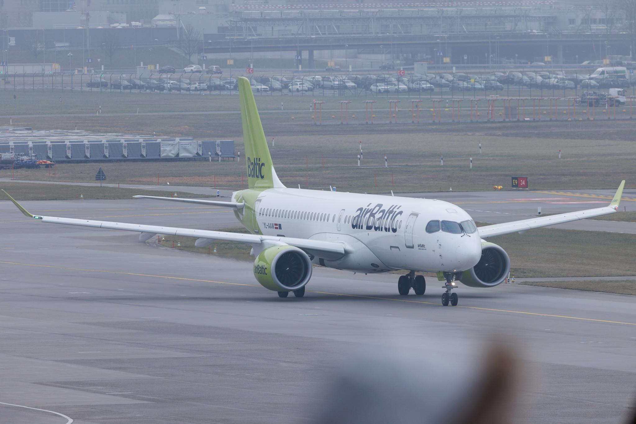 Flughafen Zürich: airBaltic (BT / BTI) | Airbus A220-300 BCS3 | YL-AAW | MSN 55086