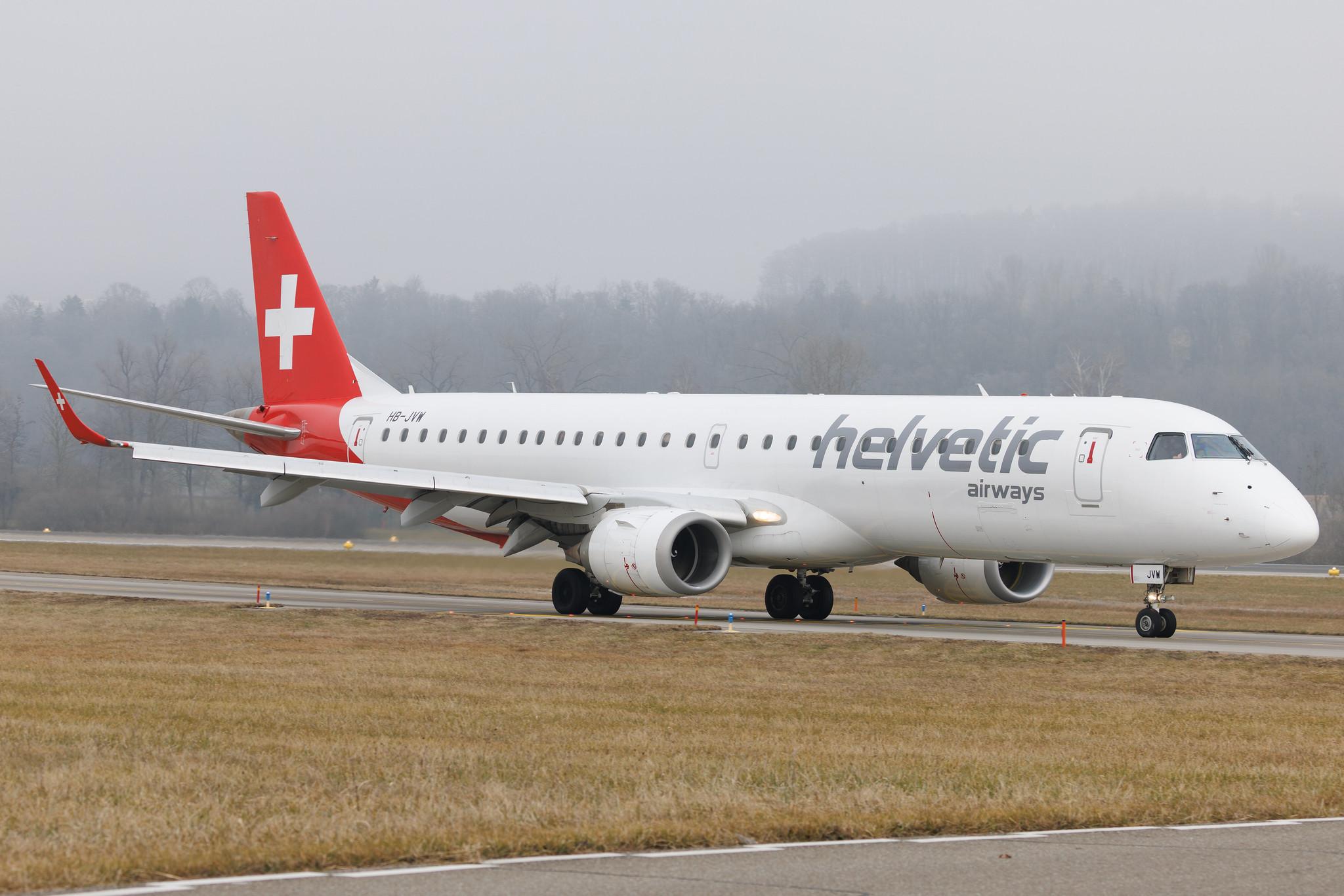 Flughafen Zürich: Helvetic Airways (2L / OAW) | Embraer E195AR E195 | HB-JVW | MSN 19000434