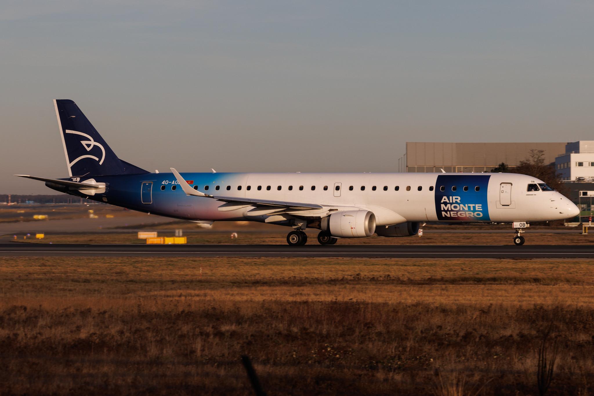 Frankfurt Airport: Montenegro Airlines (YM / MGX) | Embraer E195LR E195 | 4O-AOB | MSN 19000283