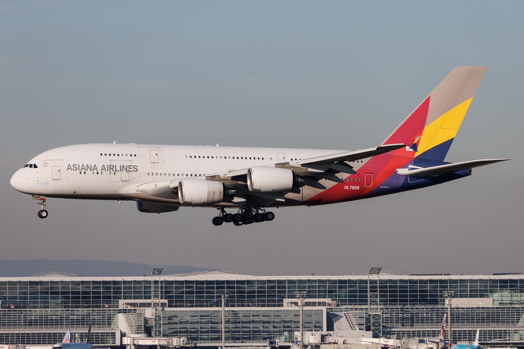 Frankfurt Airport: Asiana Airlines (OZ / AAR) | Airbus A380-841 A388 | HL7626 | MSN 155