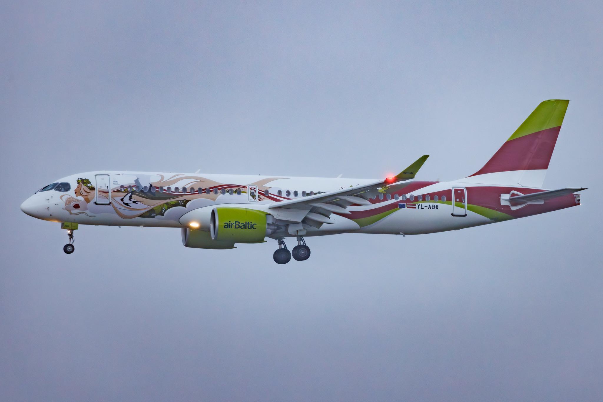 Hamburg Airport: Air Baltic (BT / BTI) | Livery: Baltic Heritage Livery | Airbus A220-300 BCS3 | YL-ABX | MSN 55329