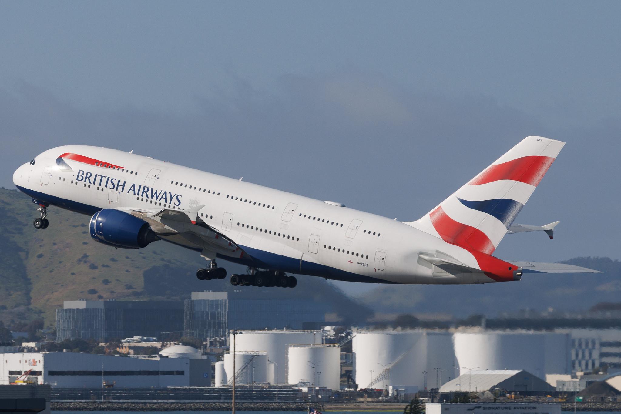 San Francisco International Airport: British Airways (BA / BAW) | Airbus A380-841 A388 | G-XLEI | MSN 173
