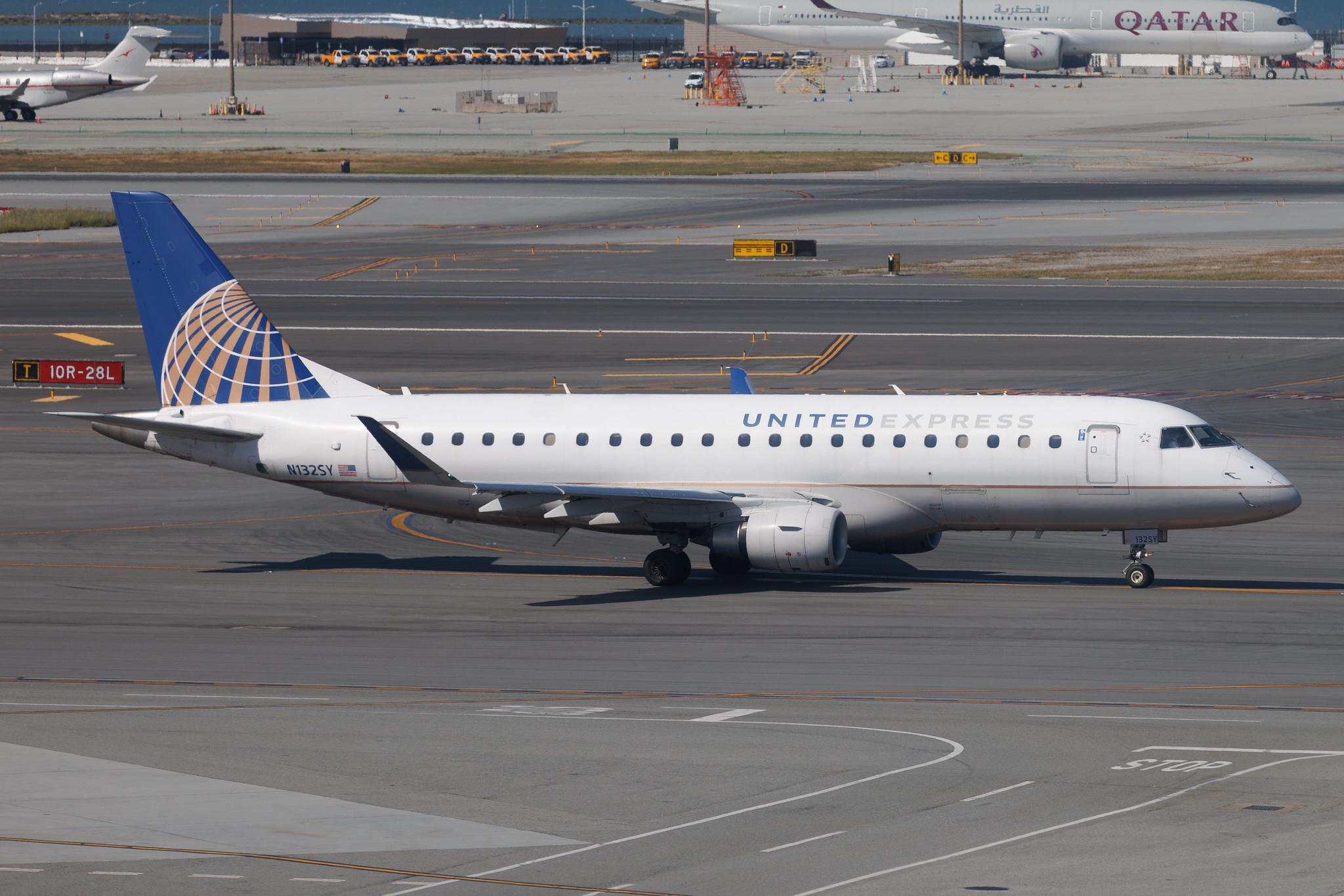 San Francisco International Airport: United Express (UA / UAL) | Operator: SkyWest Airlines | Embraer E175LR E75L | N132SY | MSN 17000451